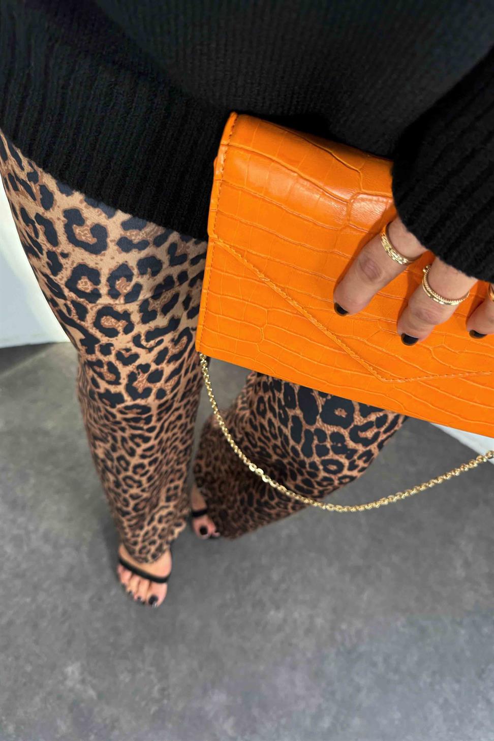 Yüksek Bel Palazzo Tayt Pantolon Kahverengi