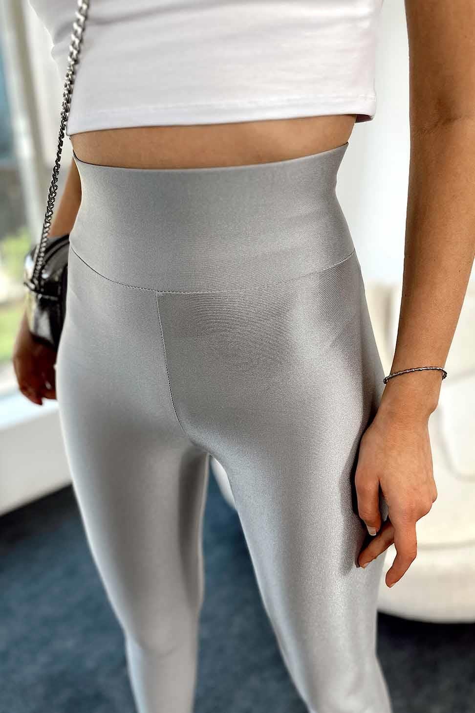 Yüksek Bel Toparlayıcı Disco Tayt Gri