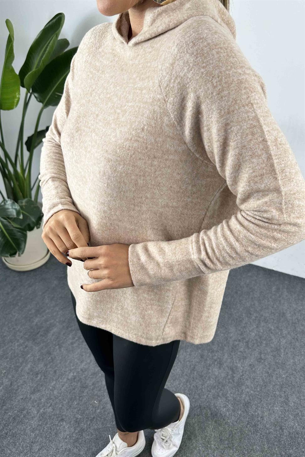 Yumoş Kumaş Kadın Sweatshirt Sütlü Kahve