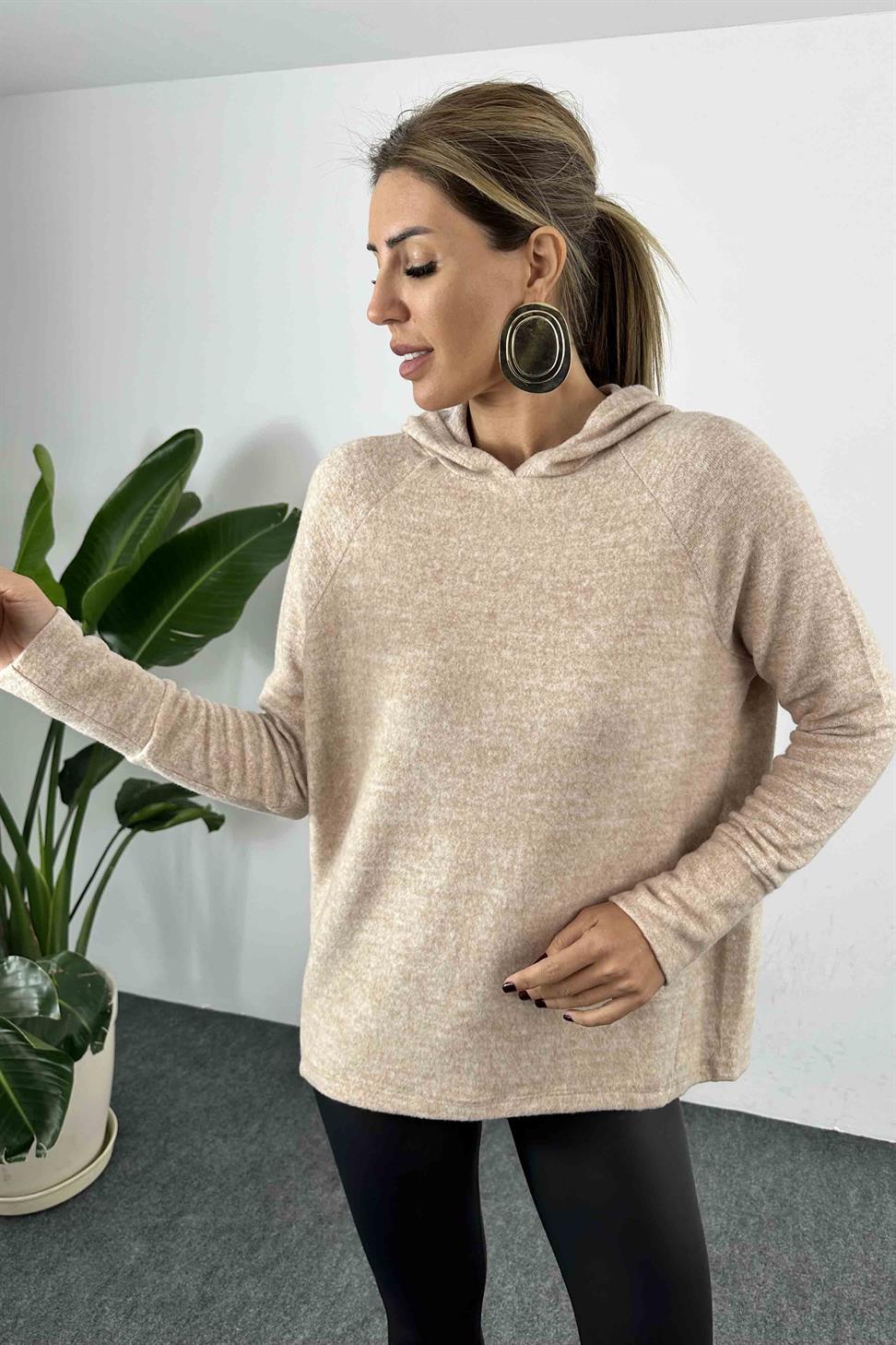 Yumoş Kumaş Kadın Sweatshirt Sütlü Kahve