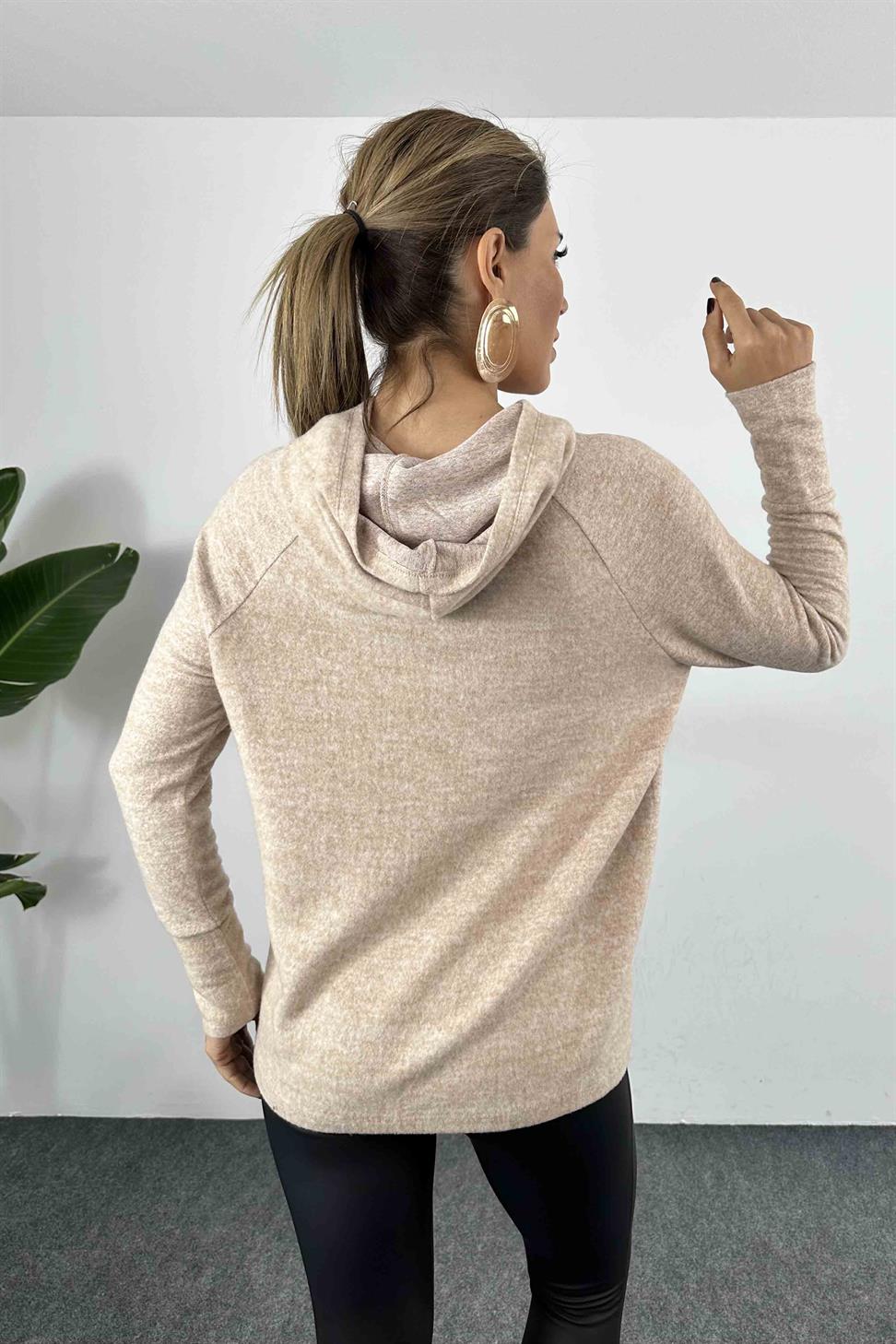 Yumoş Kumaş Kadın Sweatshirt Sütlü Kahve