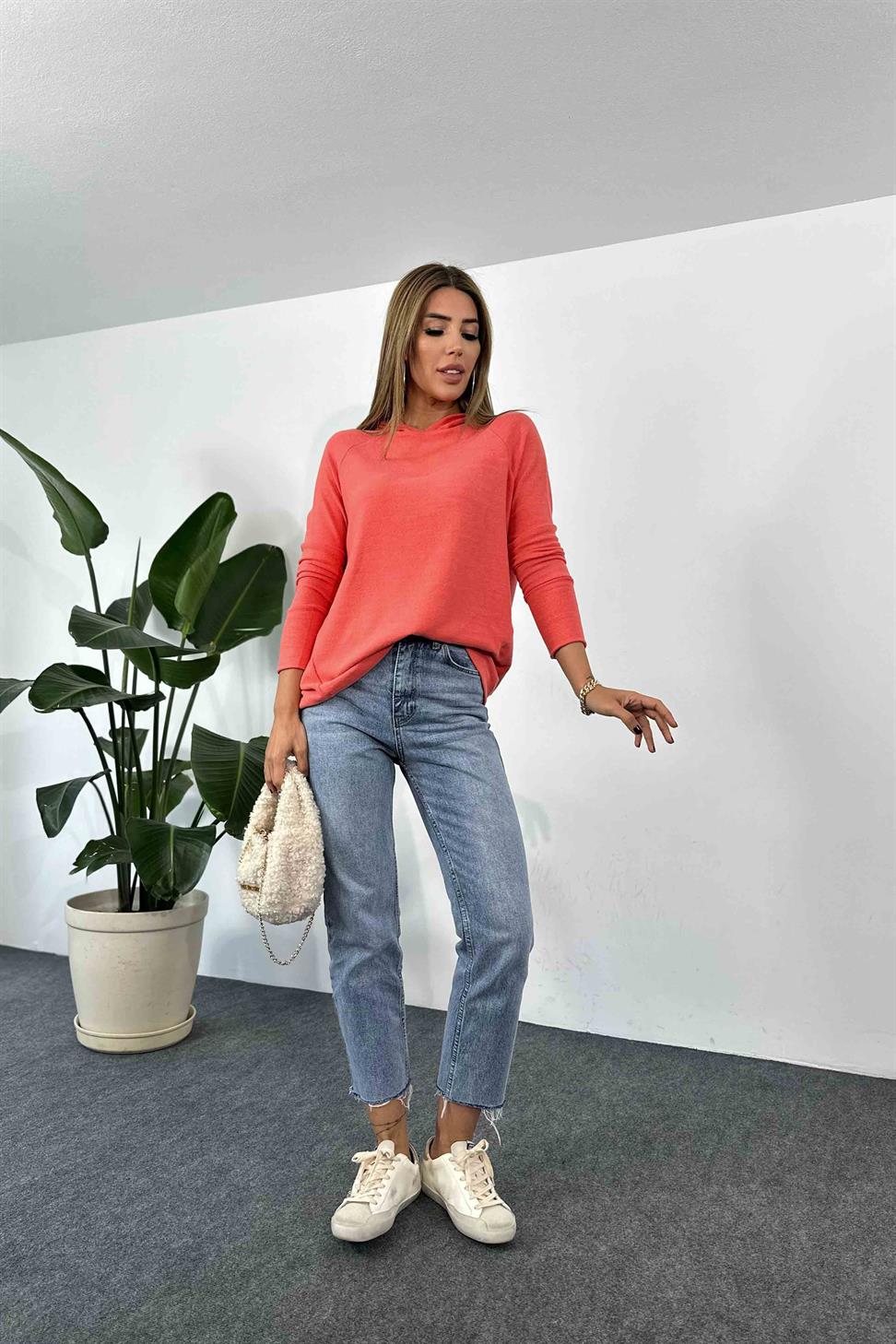 Yumoş Kumaş Kadın Sweatshirt Pembe