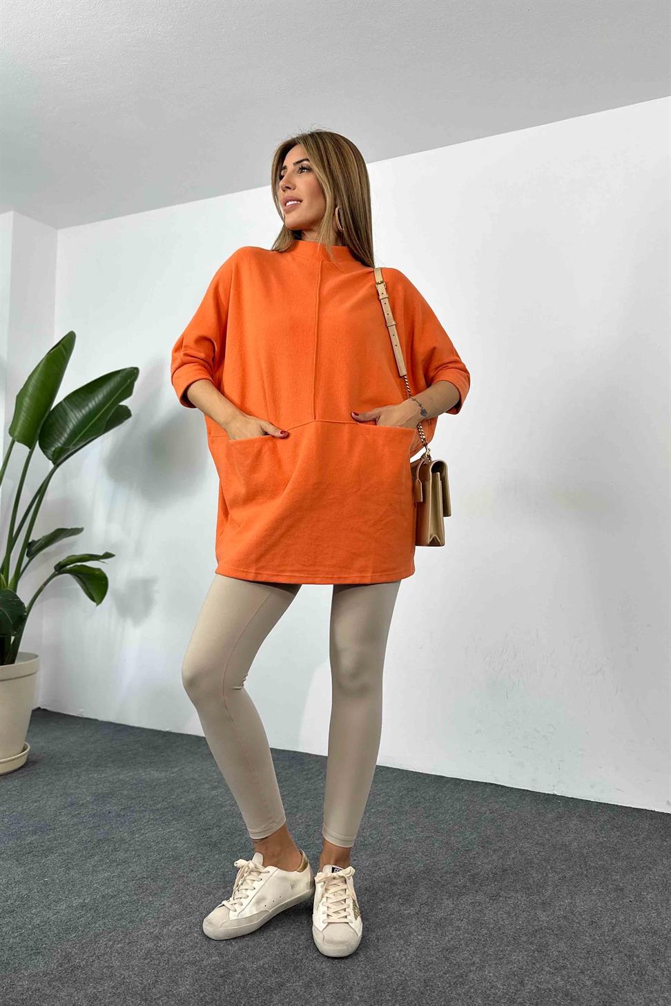 Yarasa Kol Kadın Tunik Kavun İçi