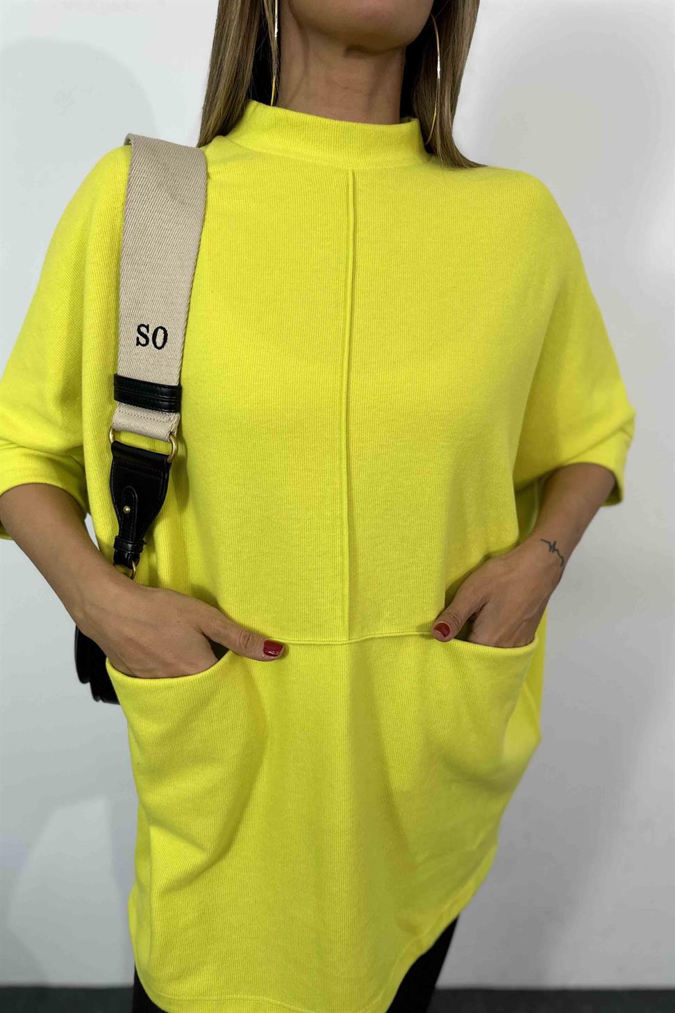 Yarasa Kol Kadın Tunik Neon Sarı
