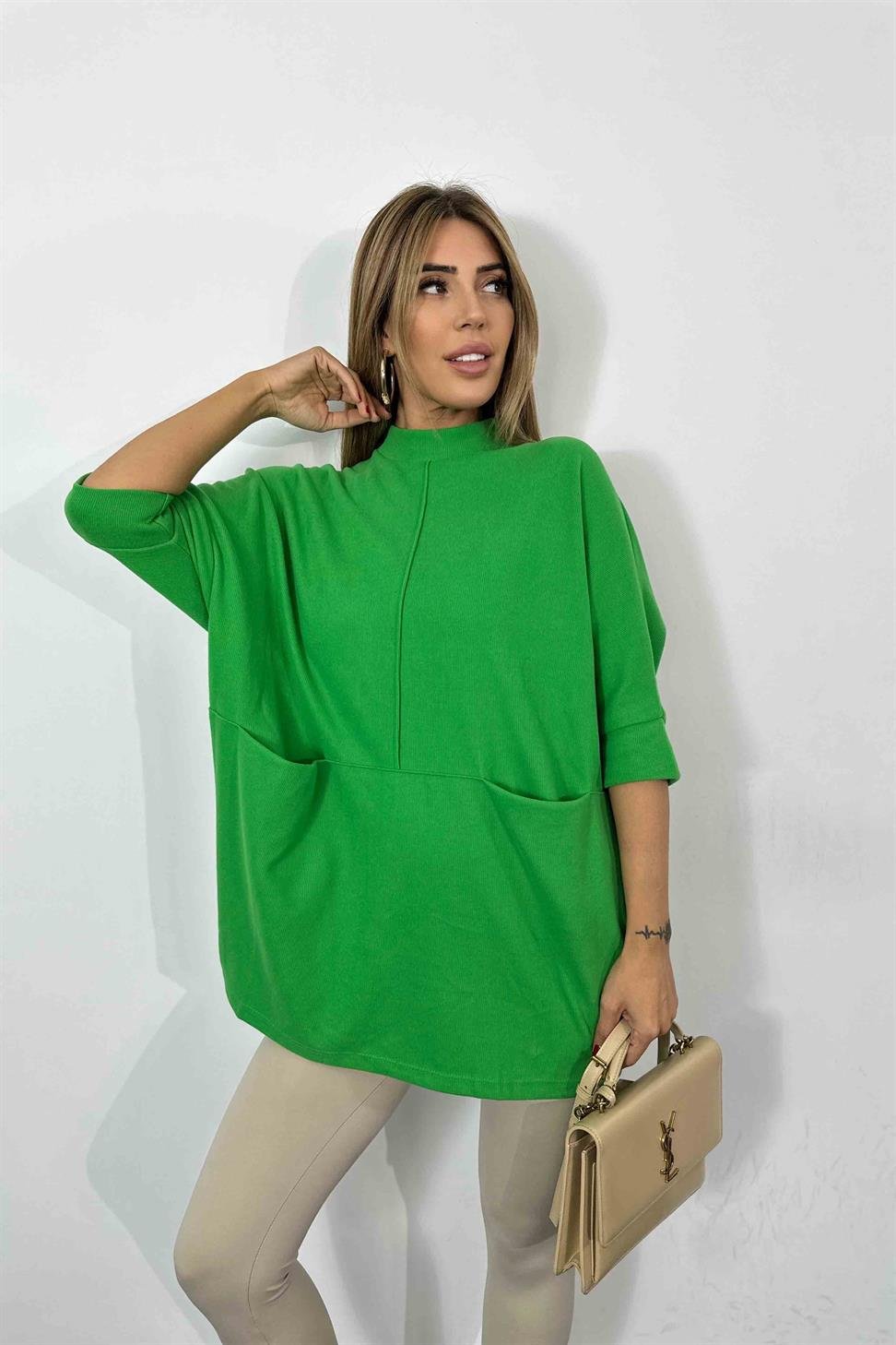 Yarasa Kol Kadın Tunik Yeşil