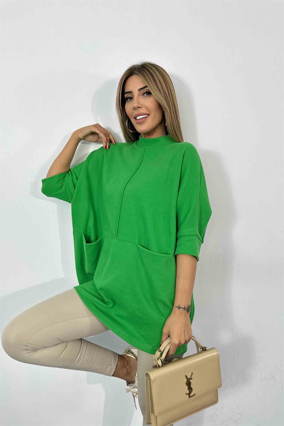 Yarasa Kol Kadın Tunik Yeşil