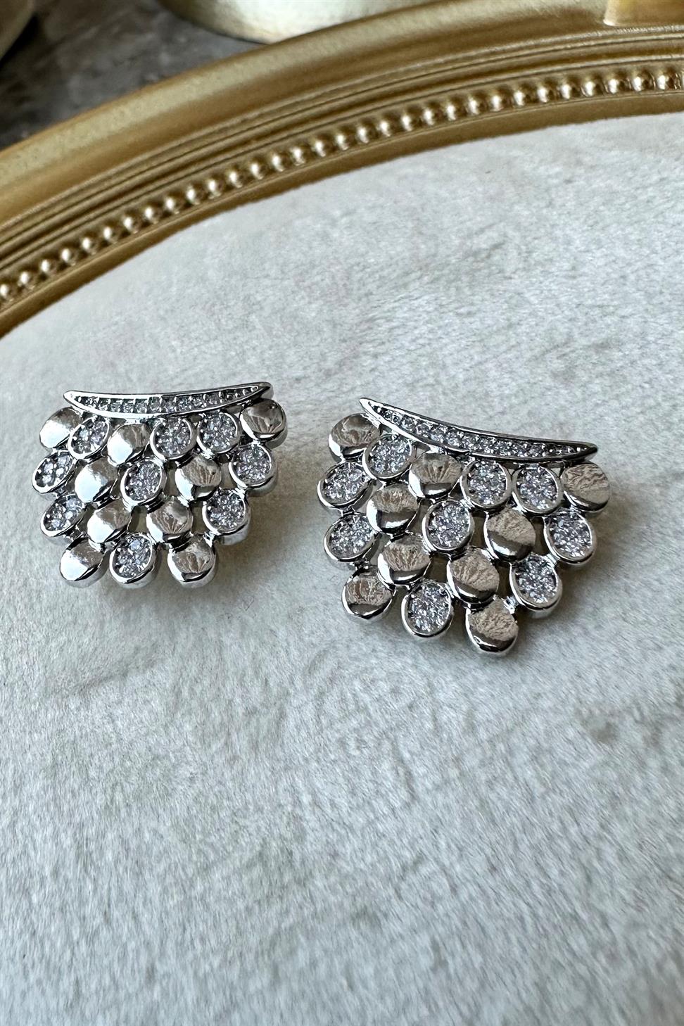 Zirkon Taşlı Silver Petek Küpe