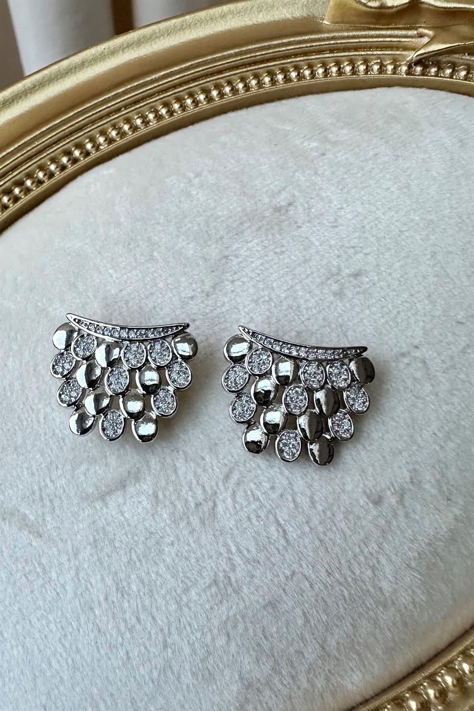 Zirkon Taşlı Silver Petek Küpe