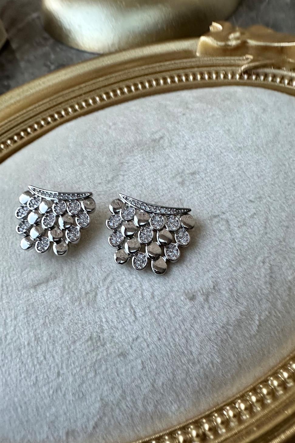 Zirkon Taşlı Silver Petek Küpe