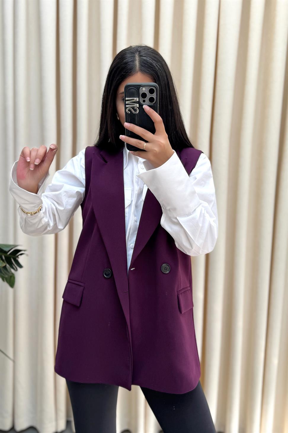 ZRA Model Dört Düğmeli Yelek Mürdüm