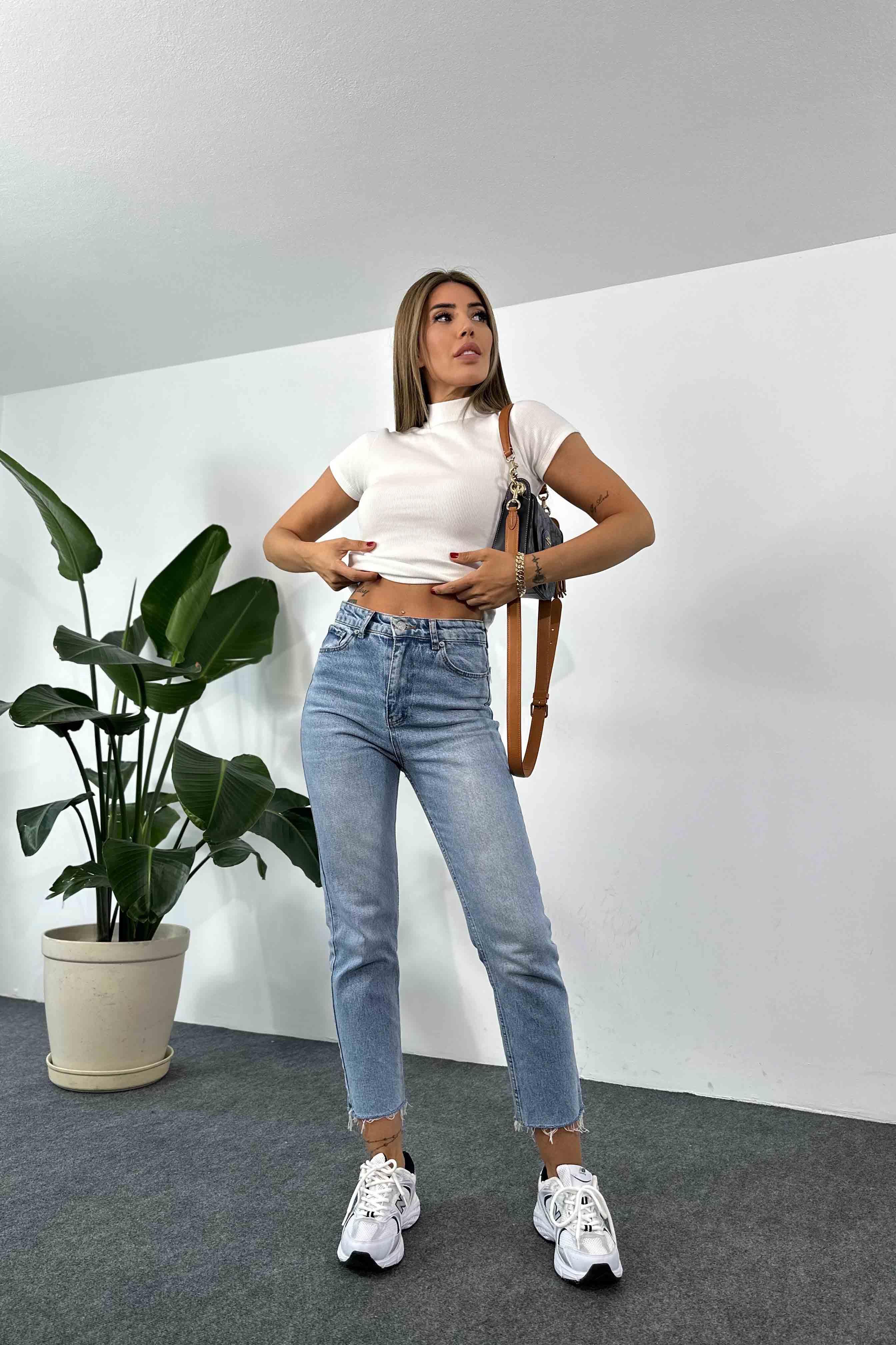 %100 Pamuk İnce Fitilli Body Bluz Ekru