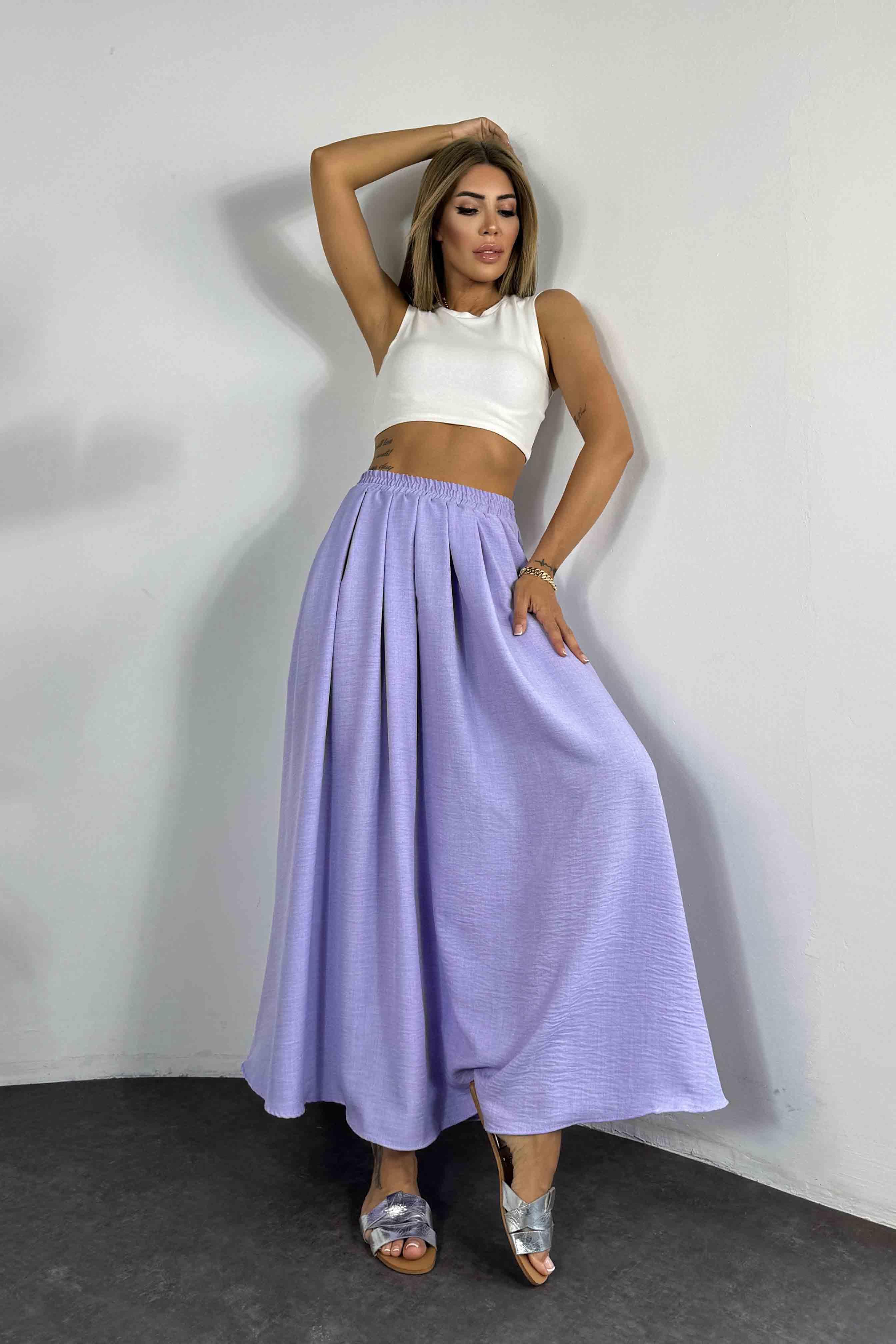 Aerobin Kumaş Cep Detay Salaş Etek Lila