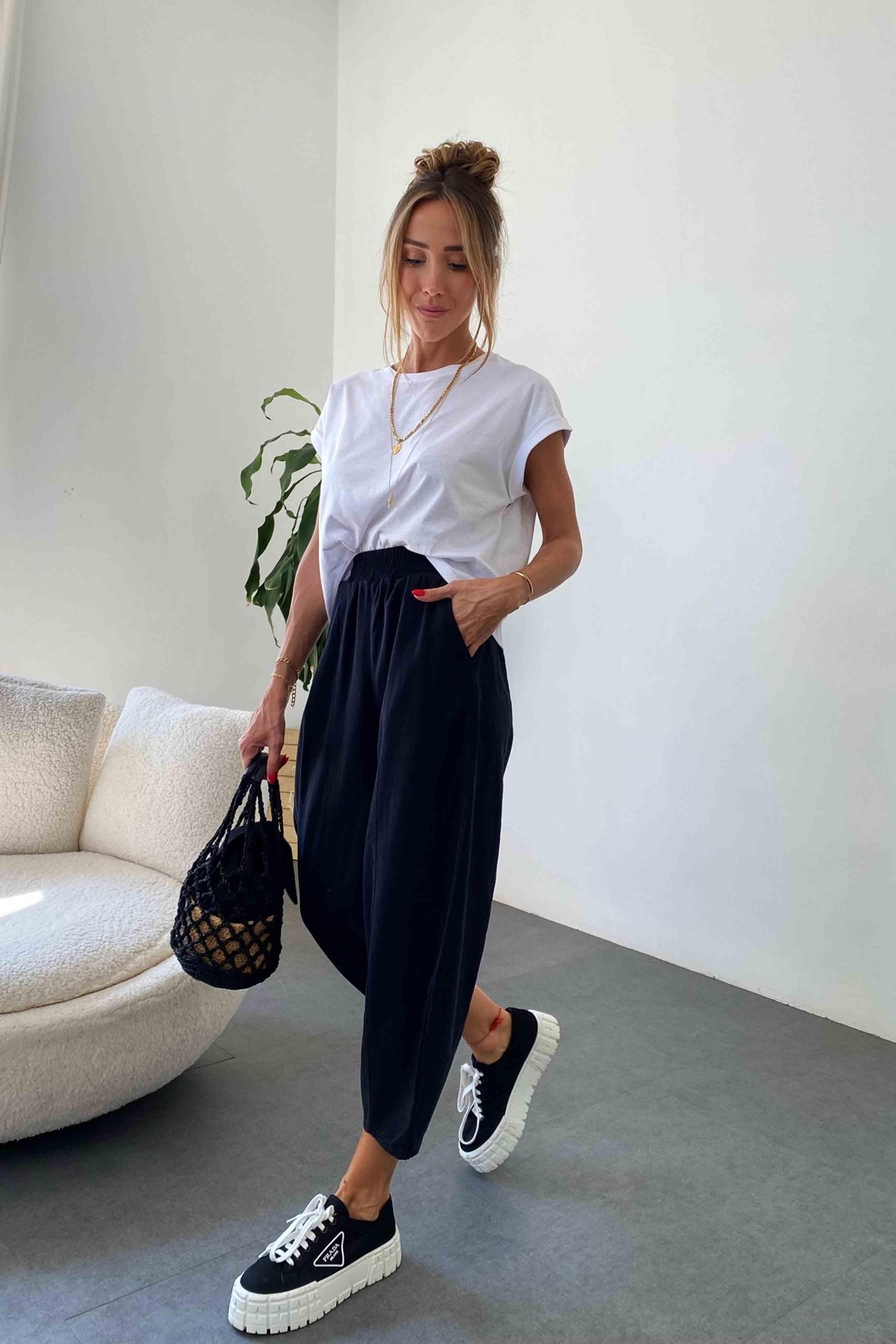 Beli Lastikli Gabardin Kumaş Şalvar Pantolon Siyah · 7