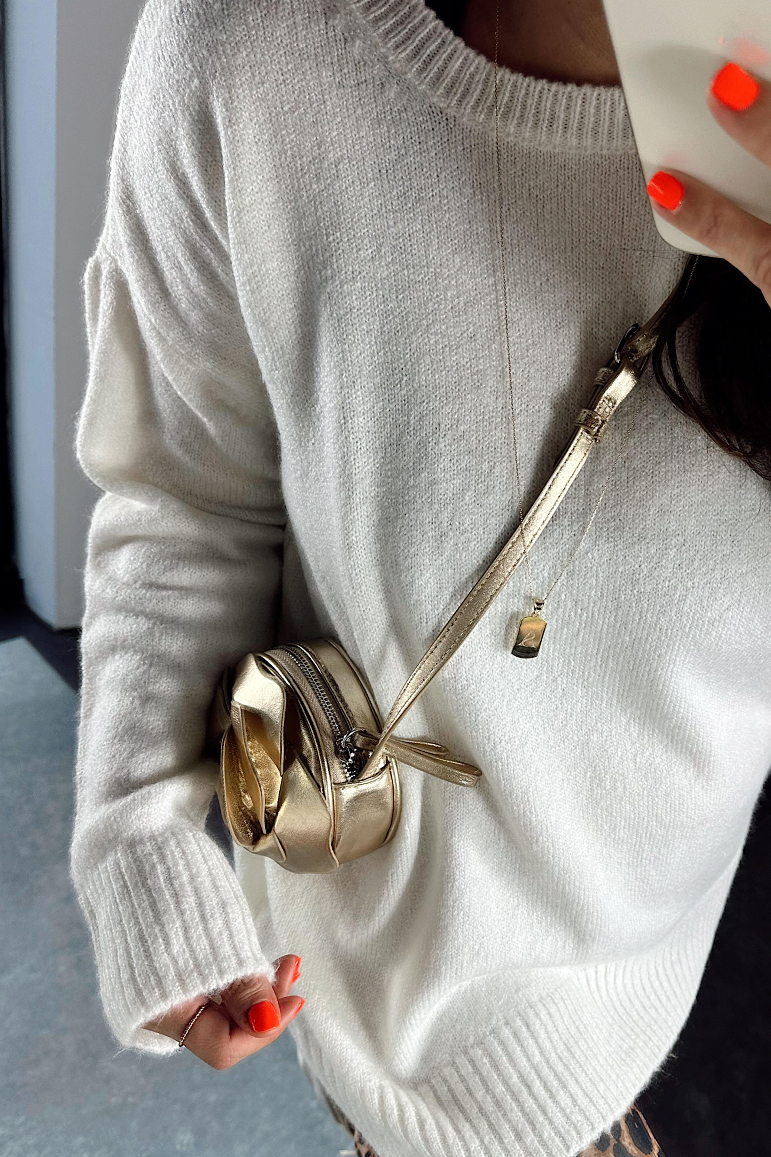 Bisiklet Yaka Yumoş Triko Kadın Kazak Ekru