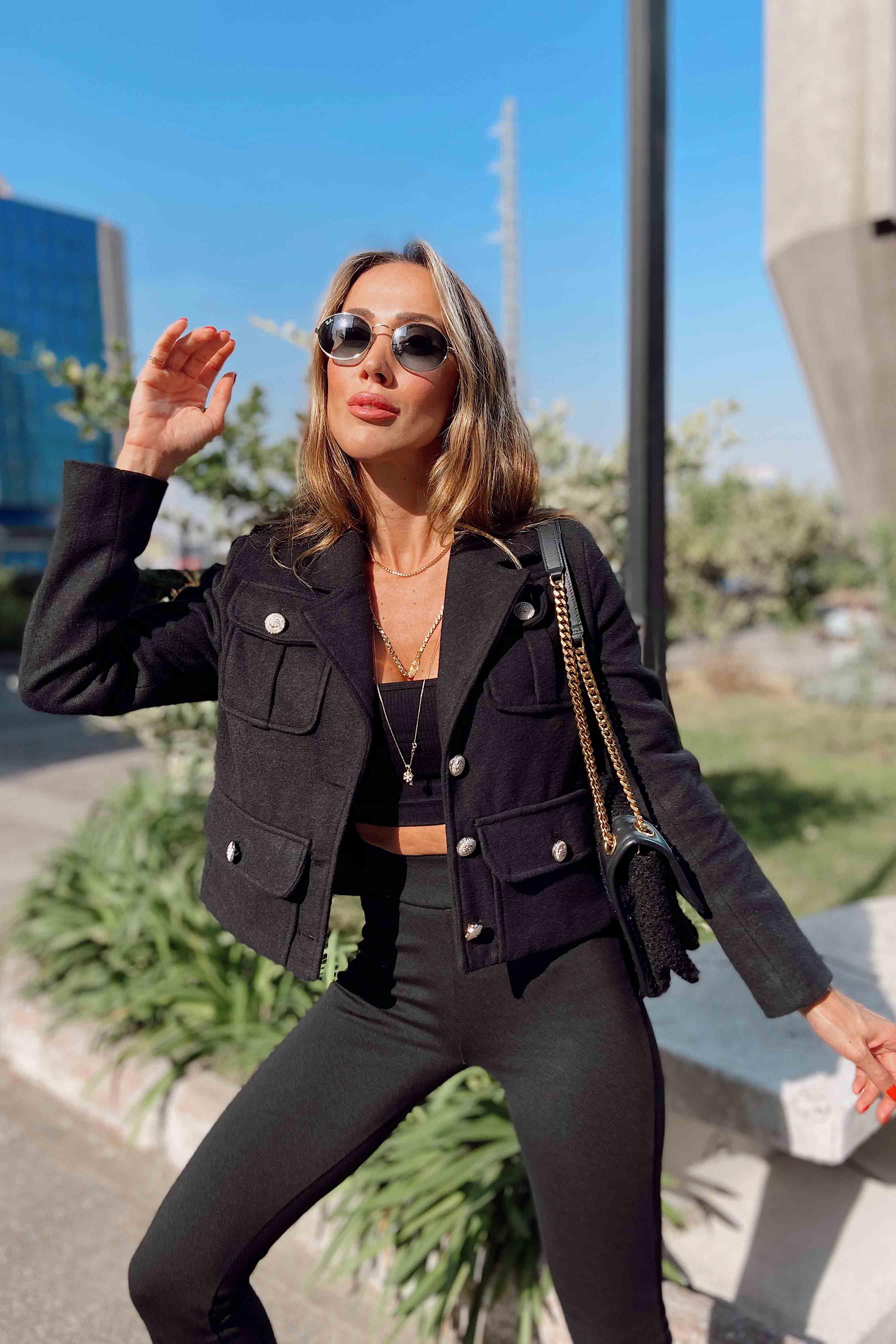 Cepli Tasarım Kaşe Ceket Siyah