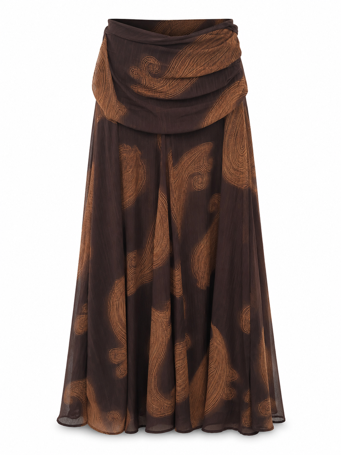 Drape Detaylı Turuncu Geçişli Şifon Etek