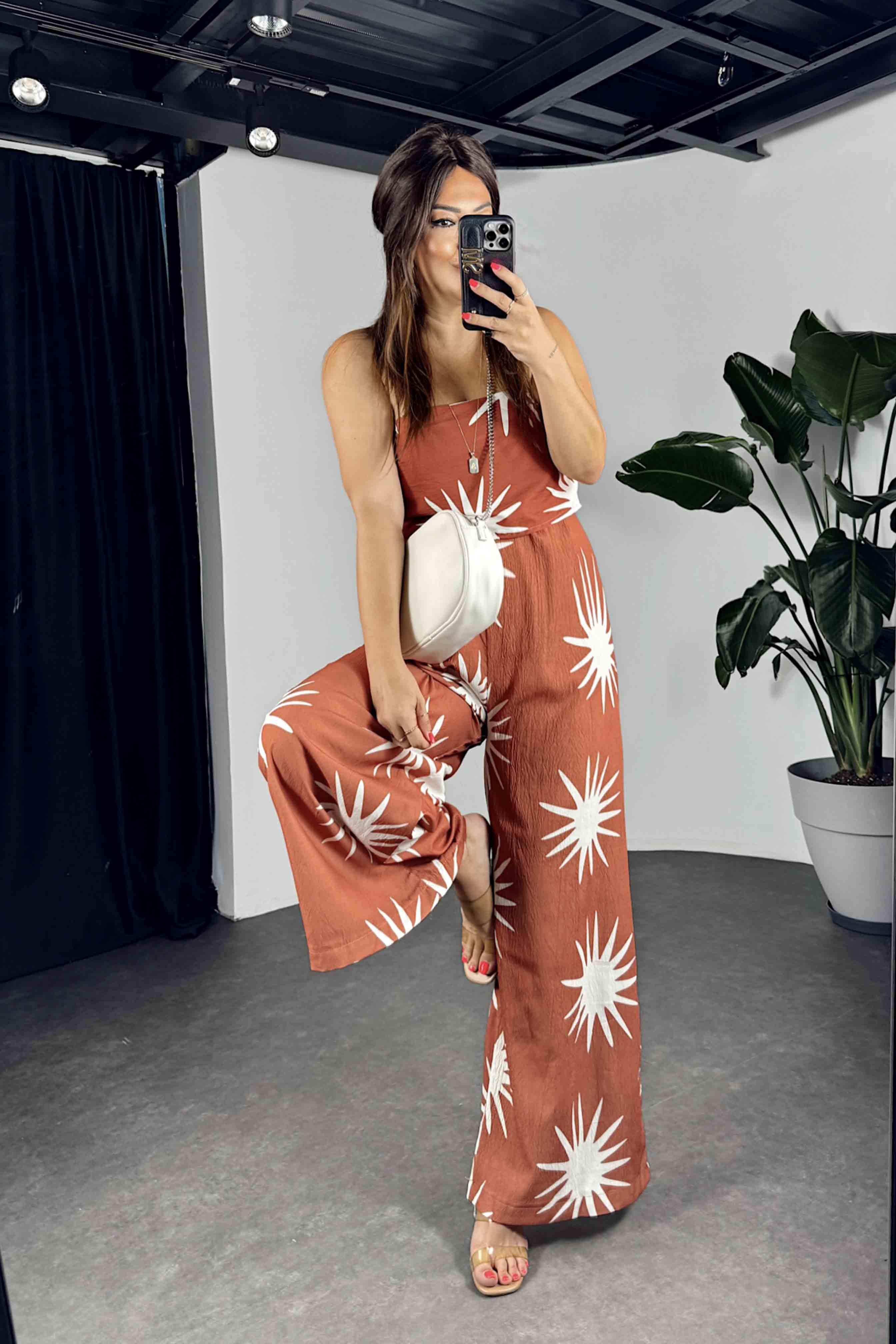 Gofre Kumaş Straplez Tulum Kiremit