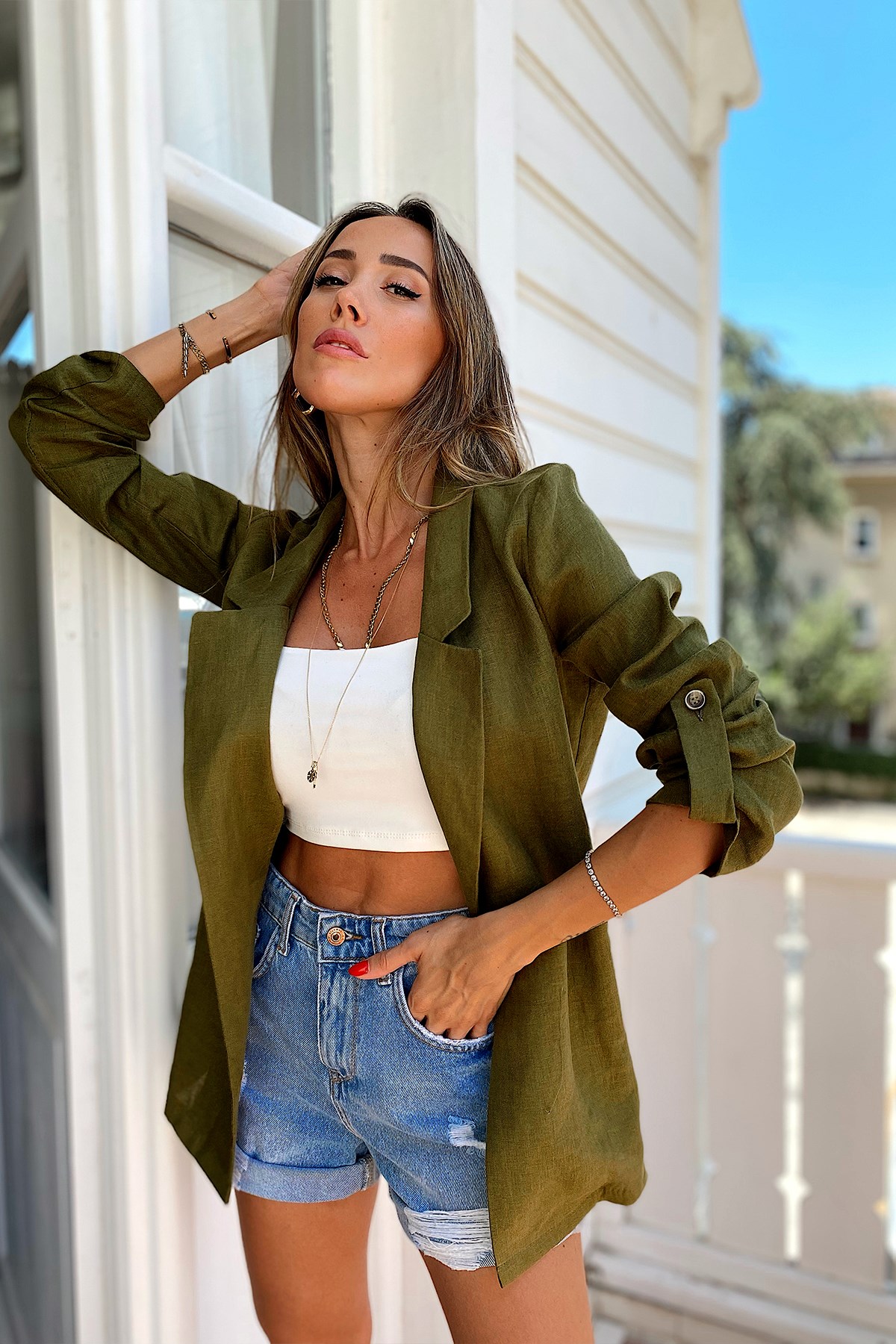 Ham Keten Blazer Ceket Haki · 7