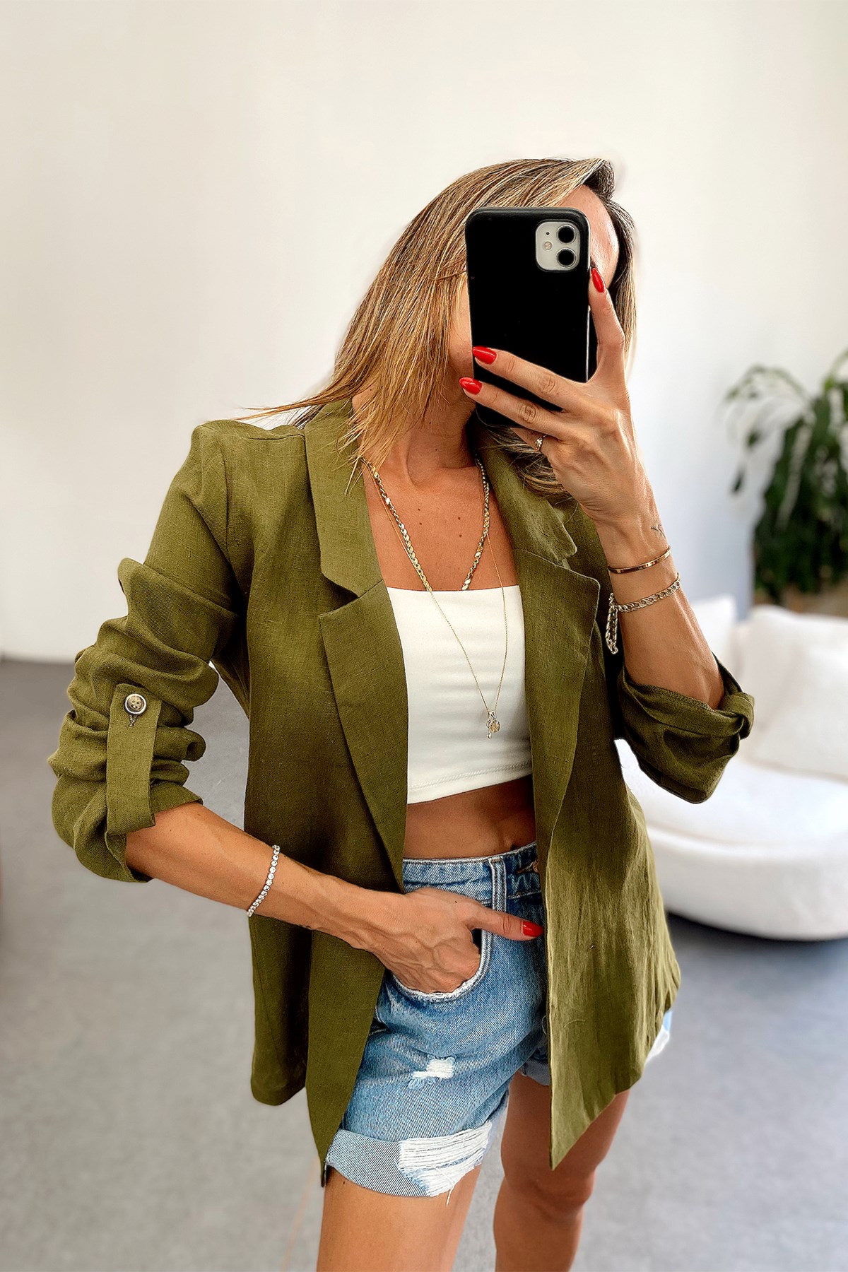 Ham Keten Blazer Ceket Haki · 8