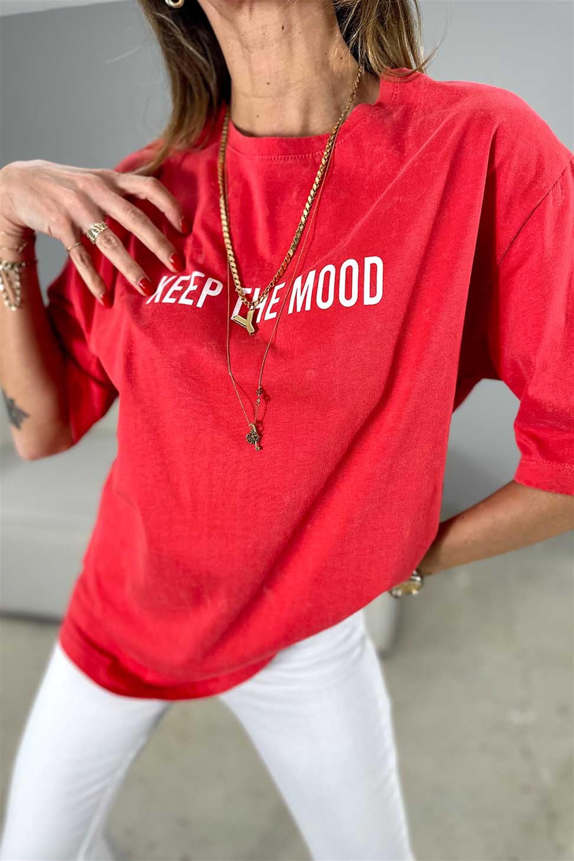 Keep The Mood Kar Yıkamalı Basic Tişört Pembe