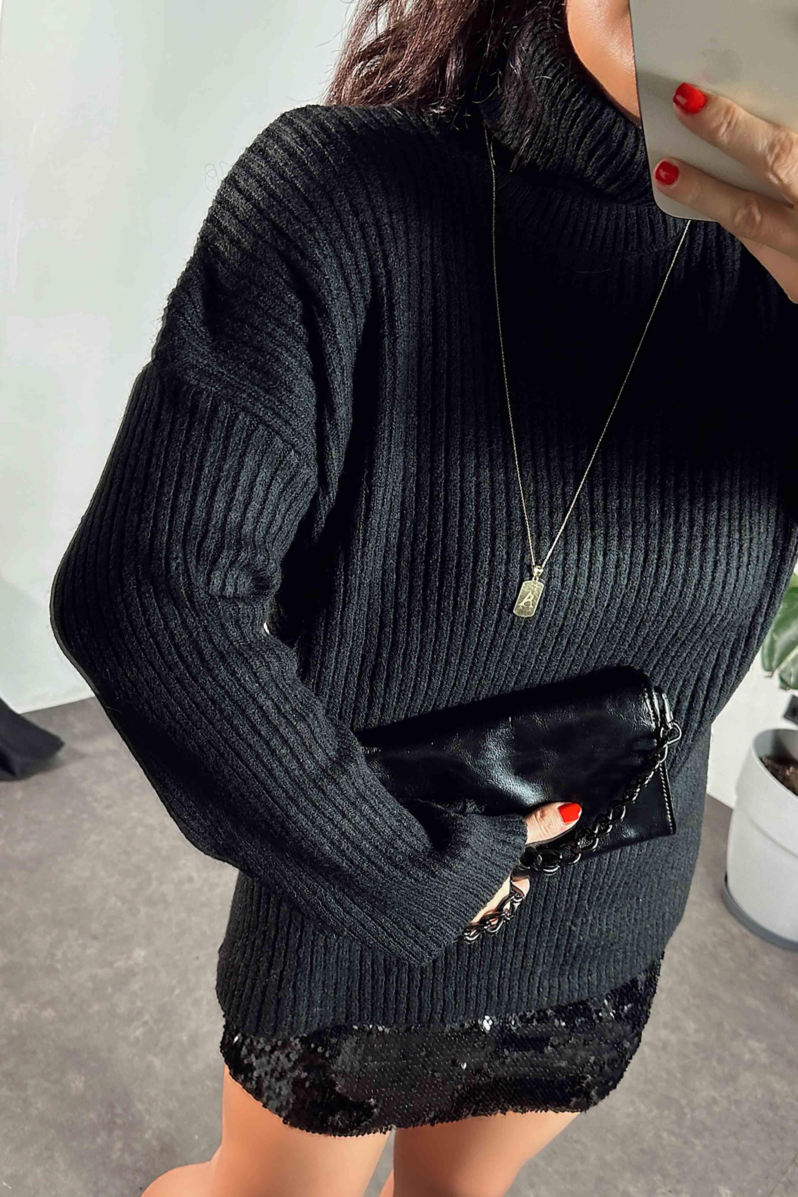 Marka Model Balıkçı Yaka Yumoş Kazak Siyah