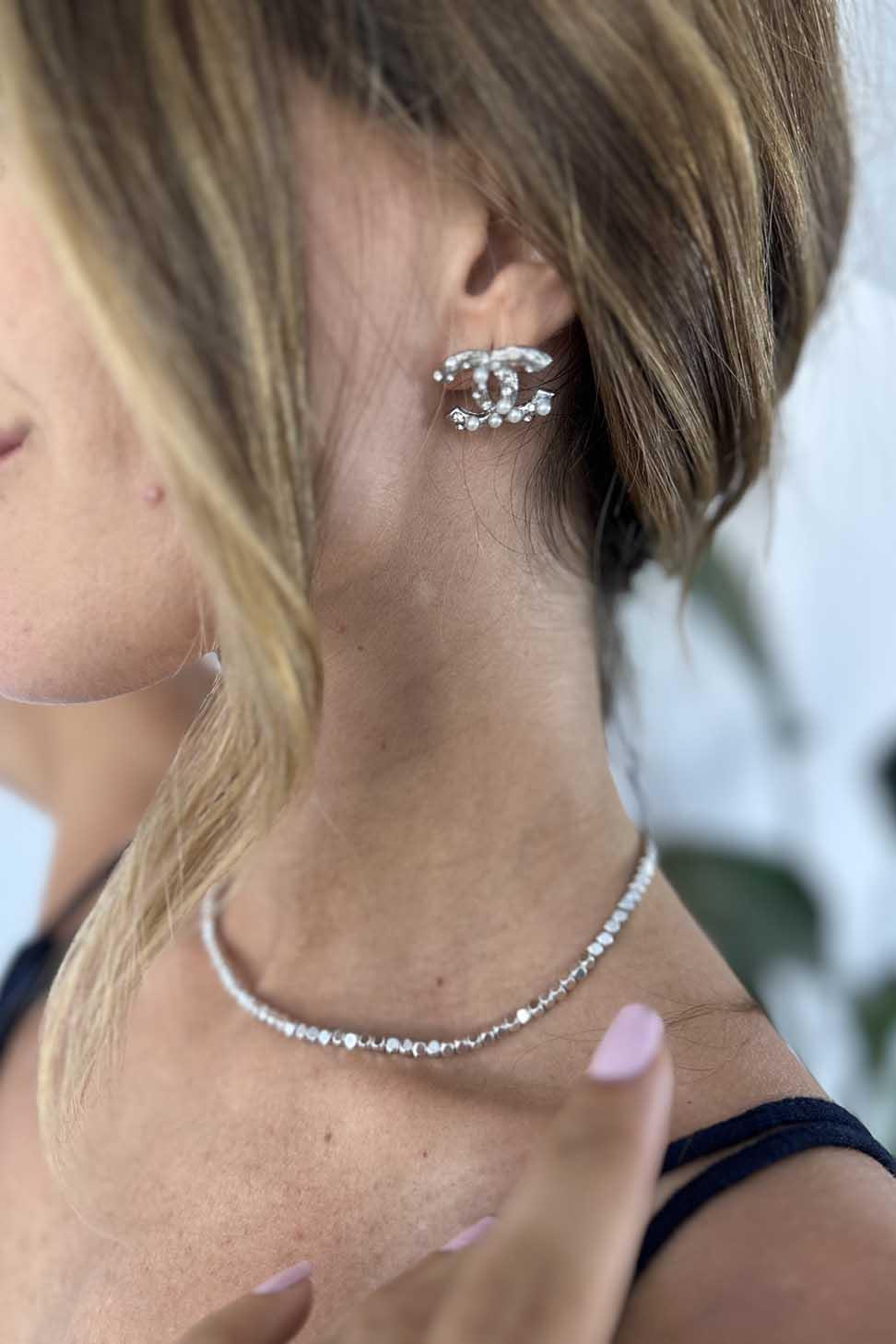 Marka Model İnci Detaylı Küpe Silver