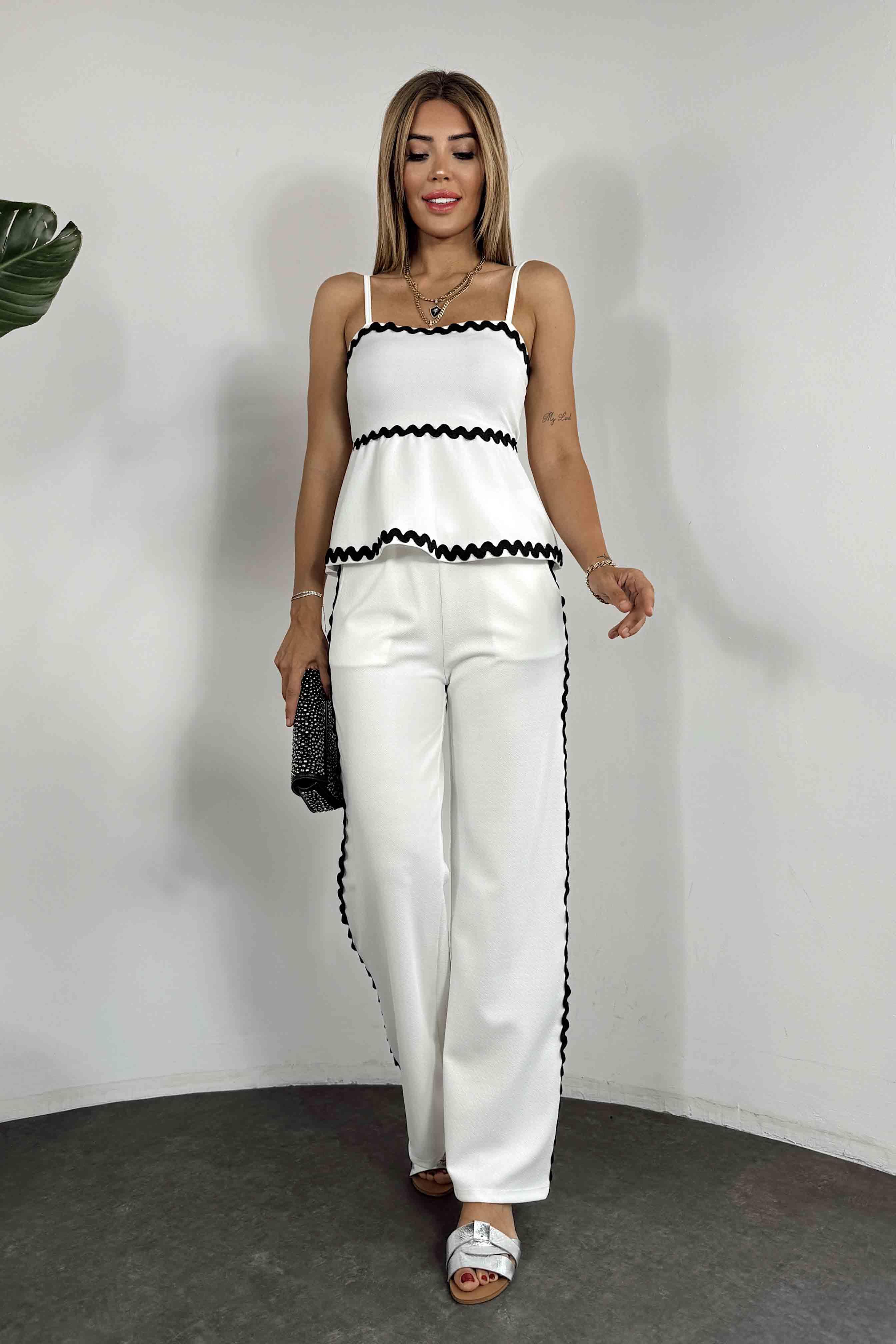 Marka Model Krep Kumaş Tasarım Takım Beyaz