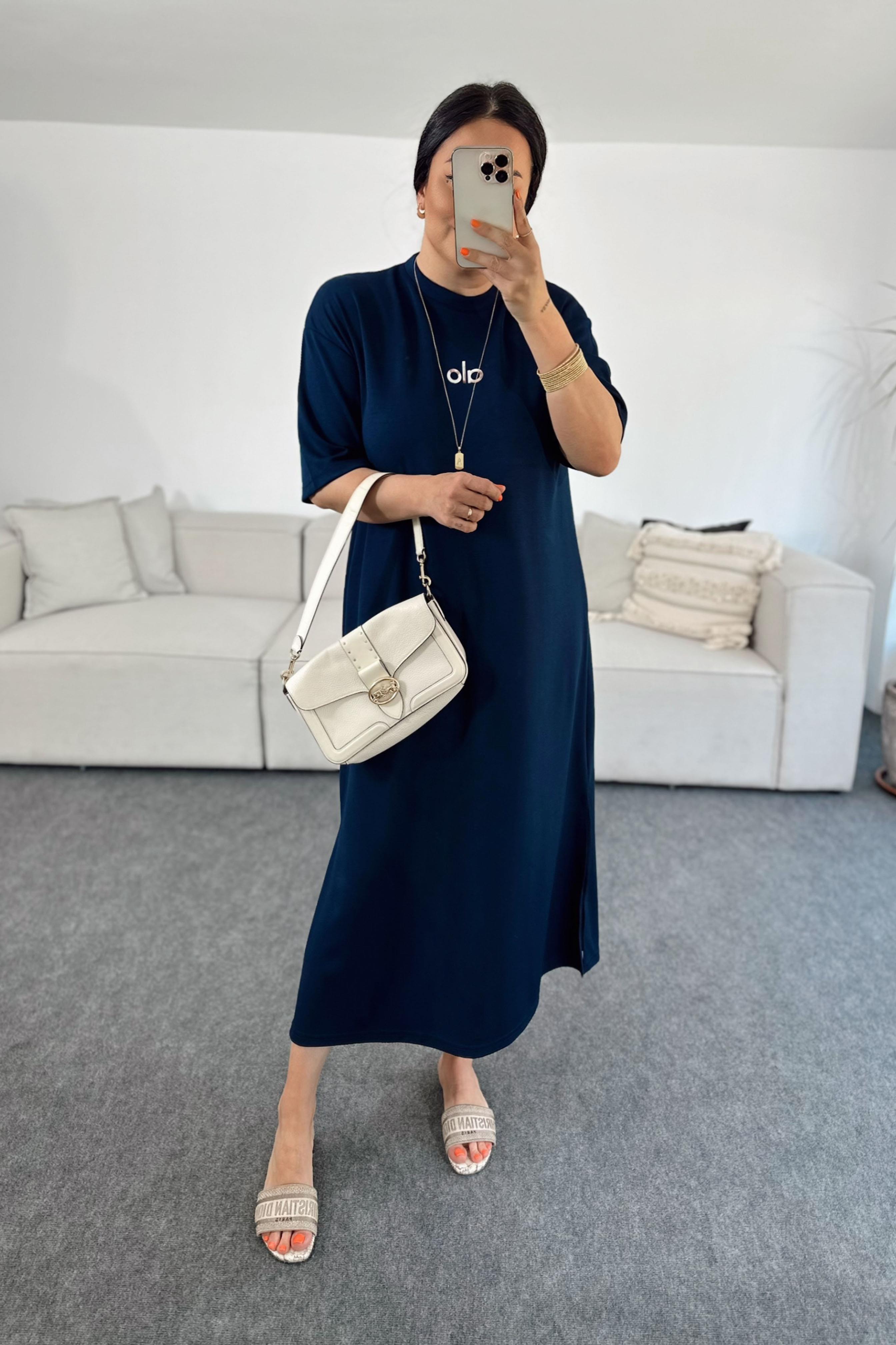 Marka Muadil Oversize Kesim Midi Elbise Lacivert