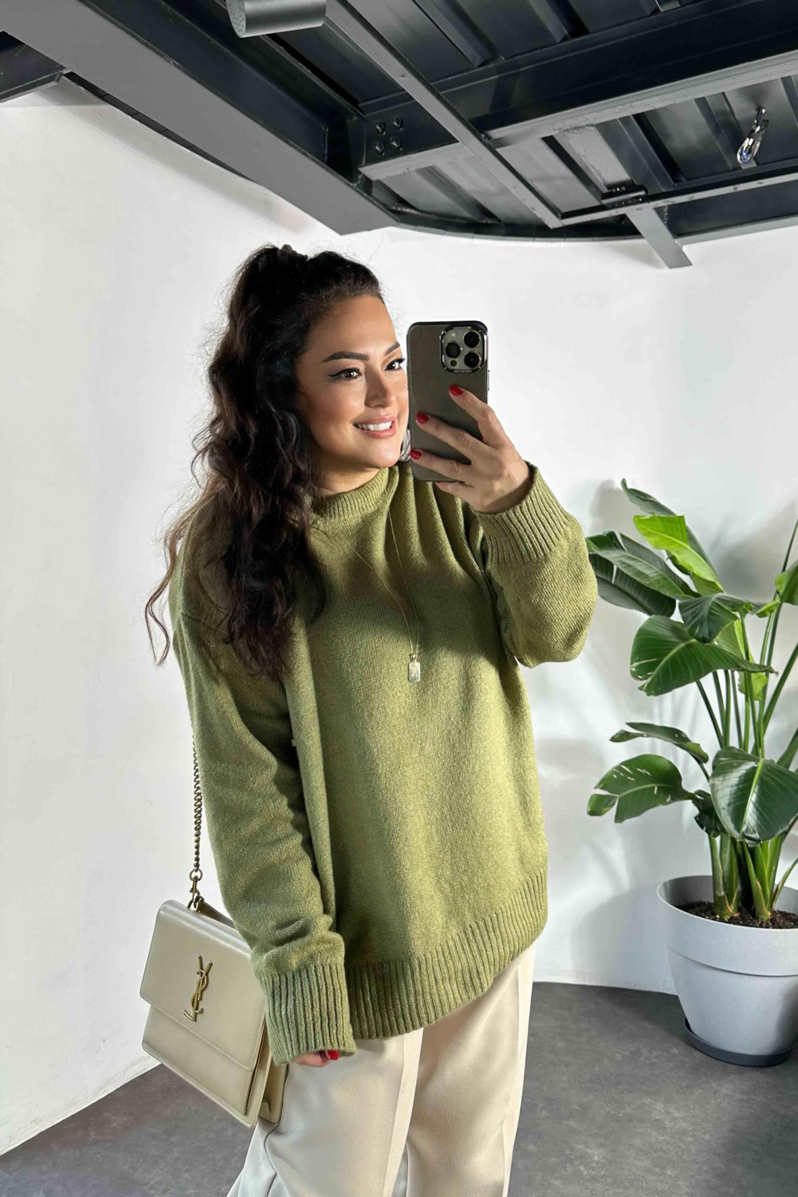 Massi Model Bisiklet Yaka Basic Yumoş Kazak Haki