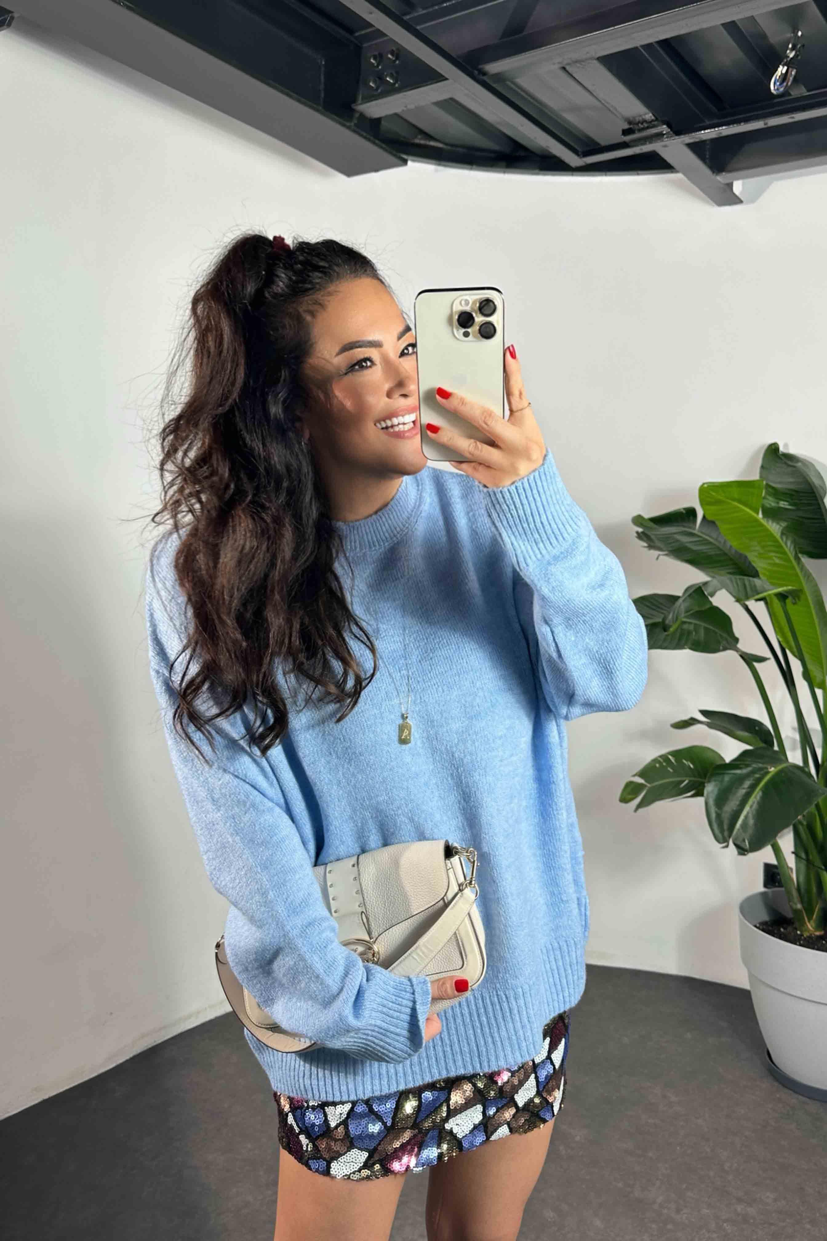 Massi Model Bisiklet Yaka Basic Yumoş Kazak Bebe Mavisi