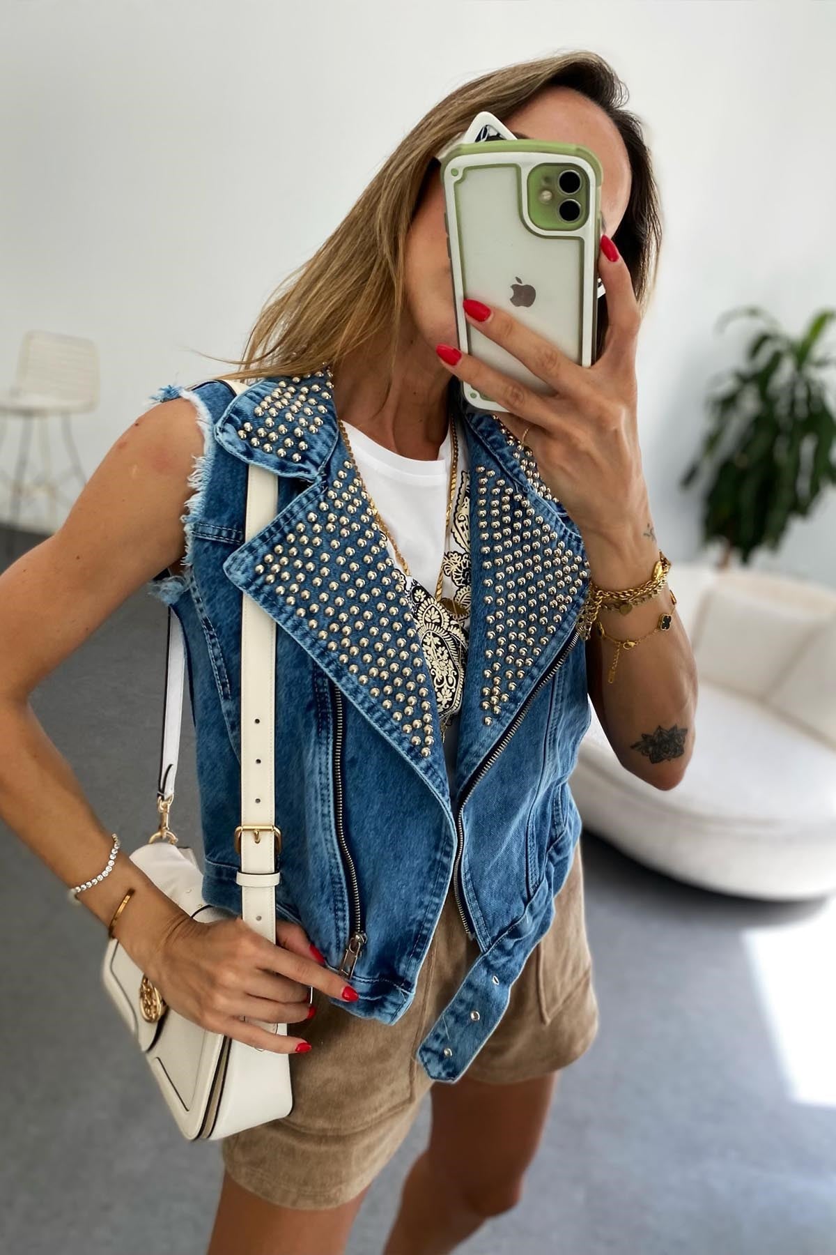 Mavi Biker Silver Zımba Detaylı Tasarım Froda Jean Yelek