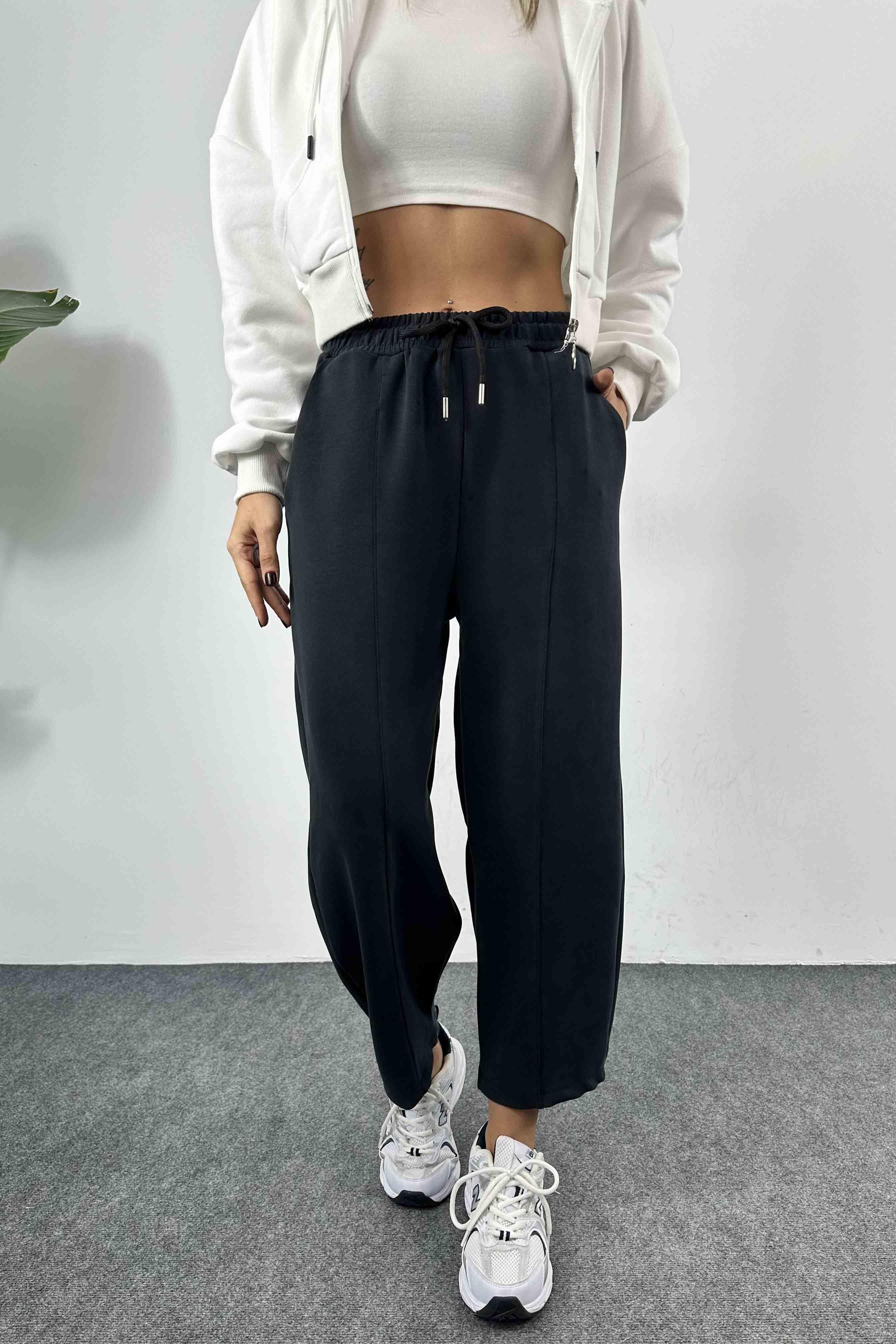 Modal Kumaş Salaş Kadın Pantolon Antrasit