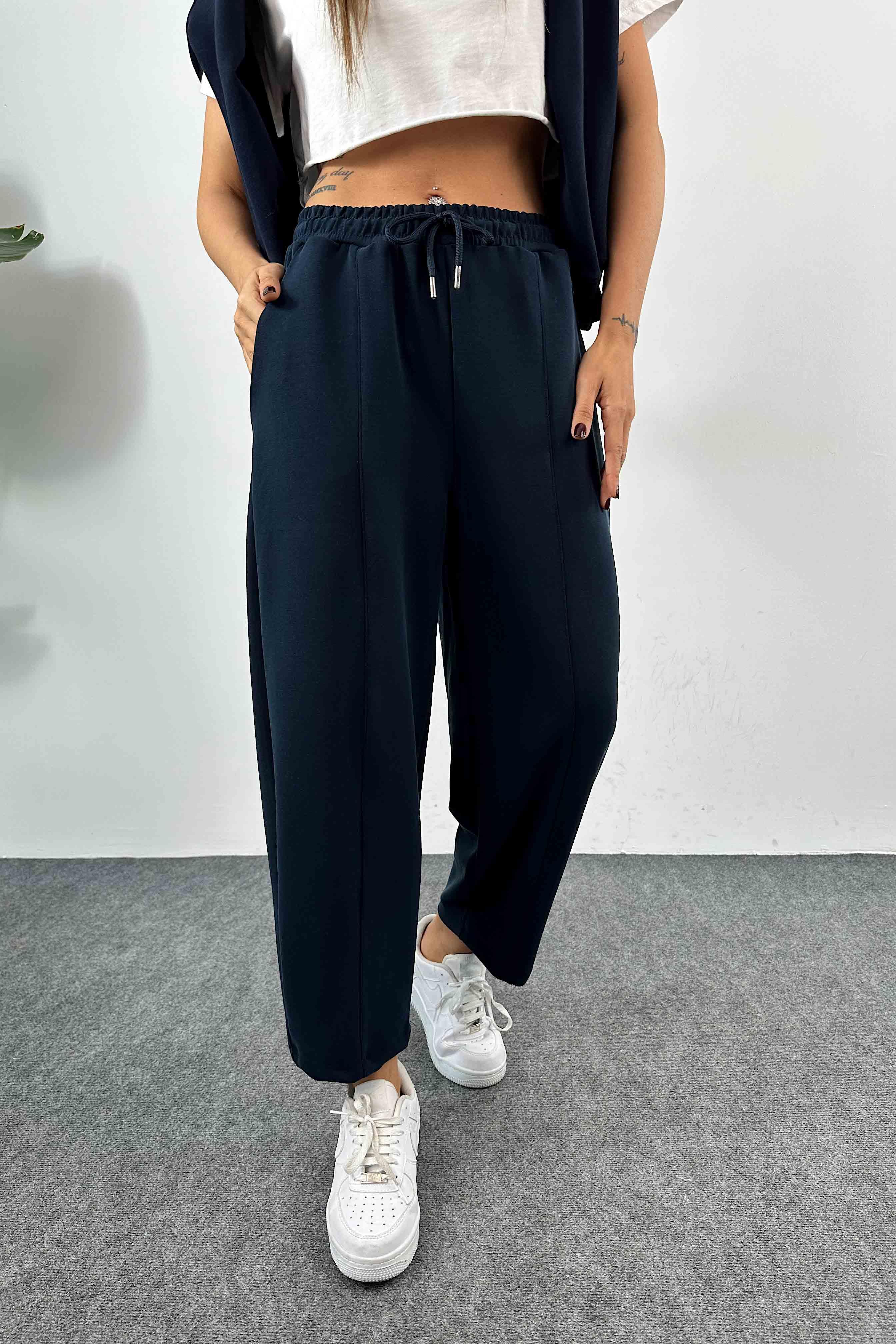 Modal Kumaş Salaş Kadın Pantolon Lacivert