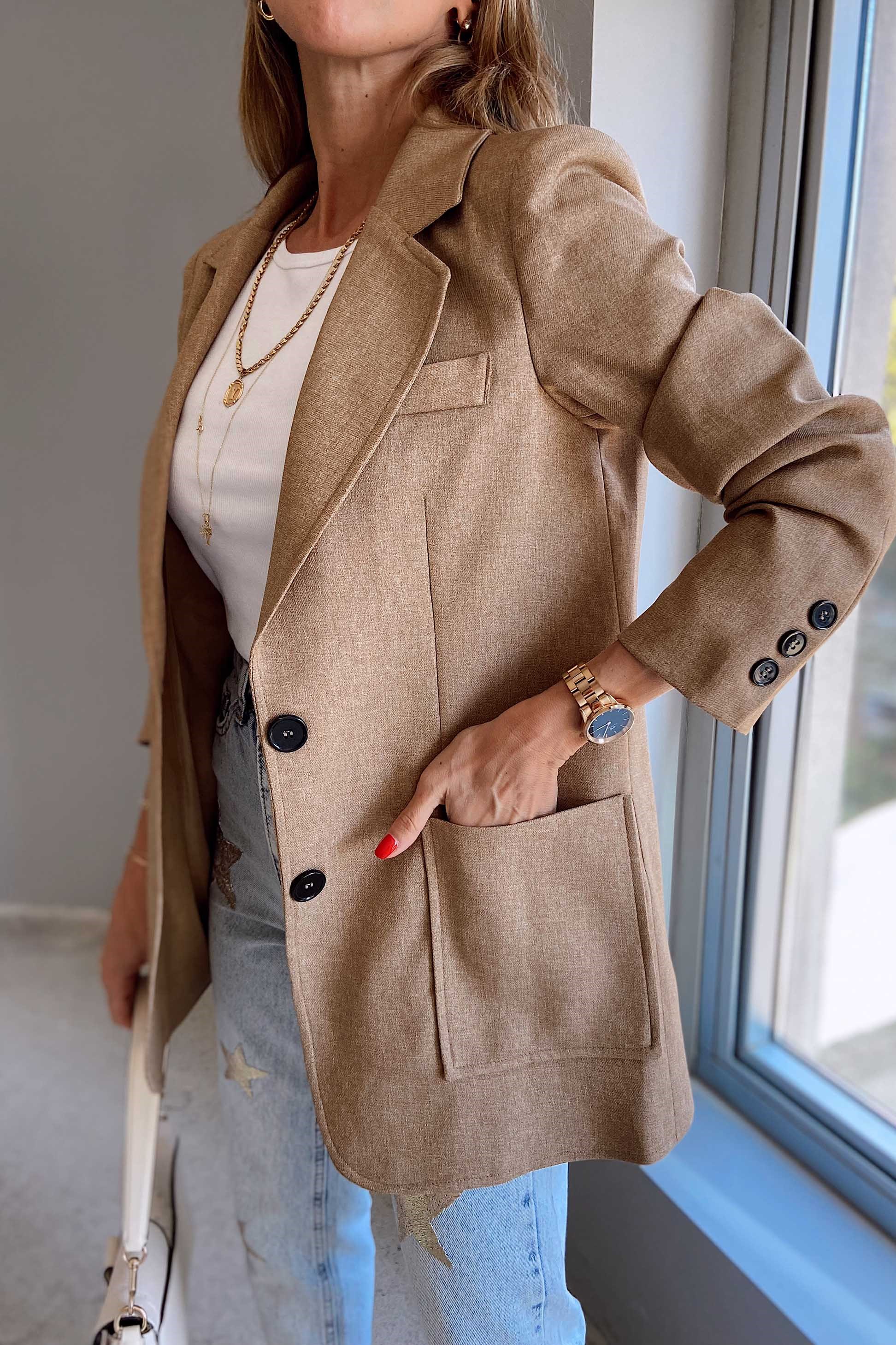 Orjinal Marka Blazer Ceket Bej