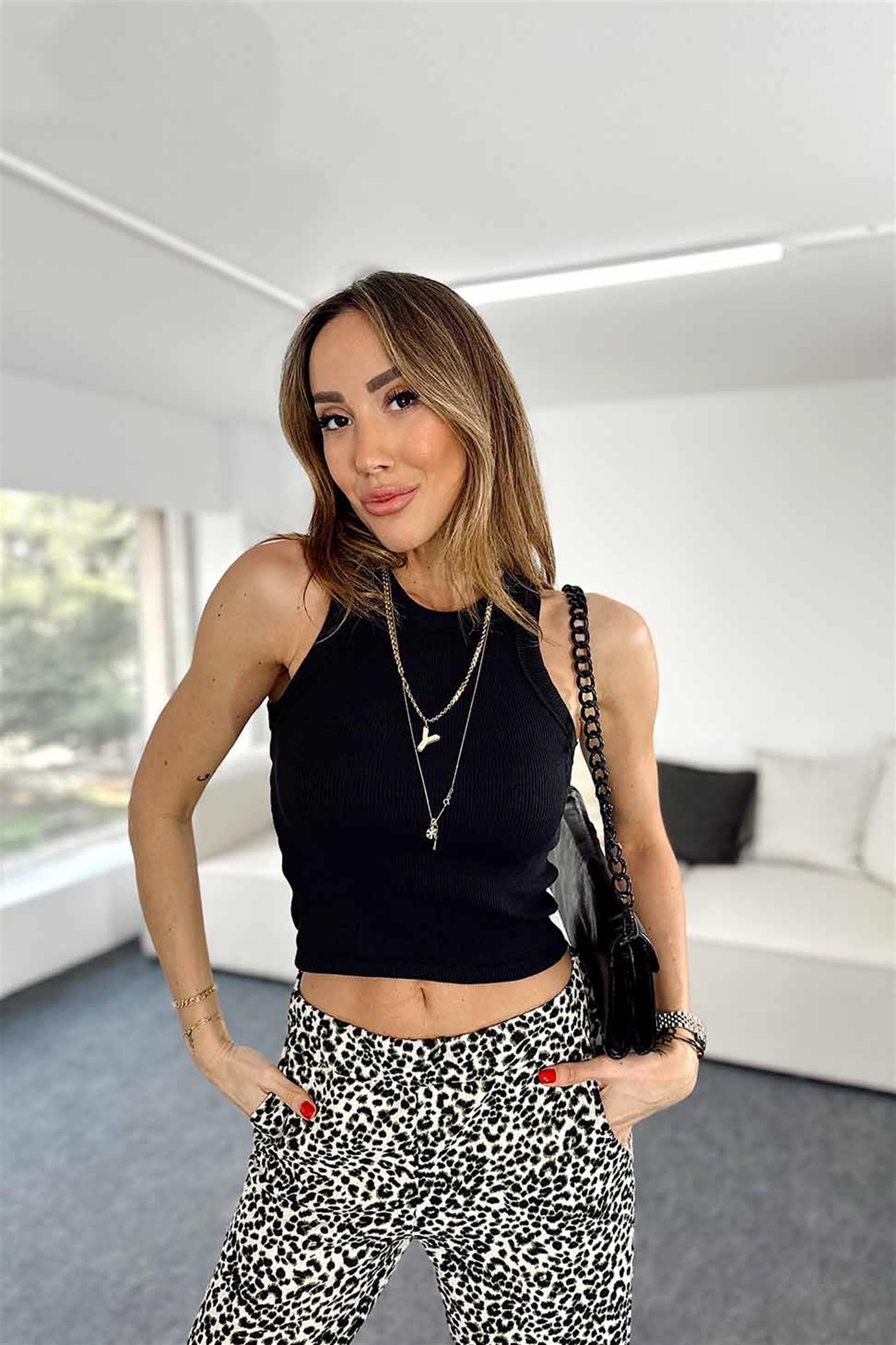 Orjinal Marka Halter Yaka Fitilli Atlet Siyah