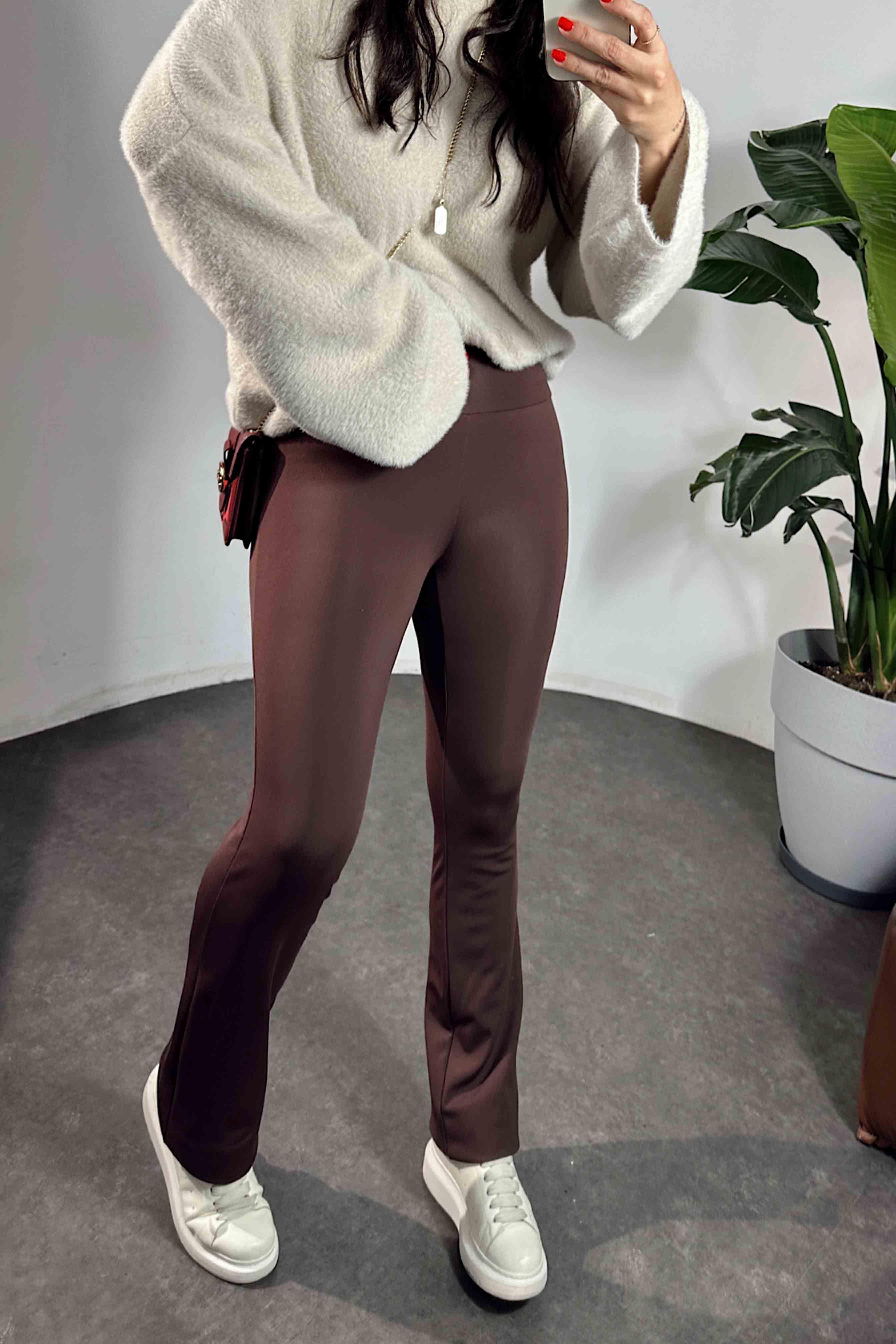 Orjinal Marka İspanyol Paça Tayt Acı Kahve