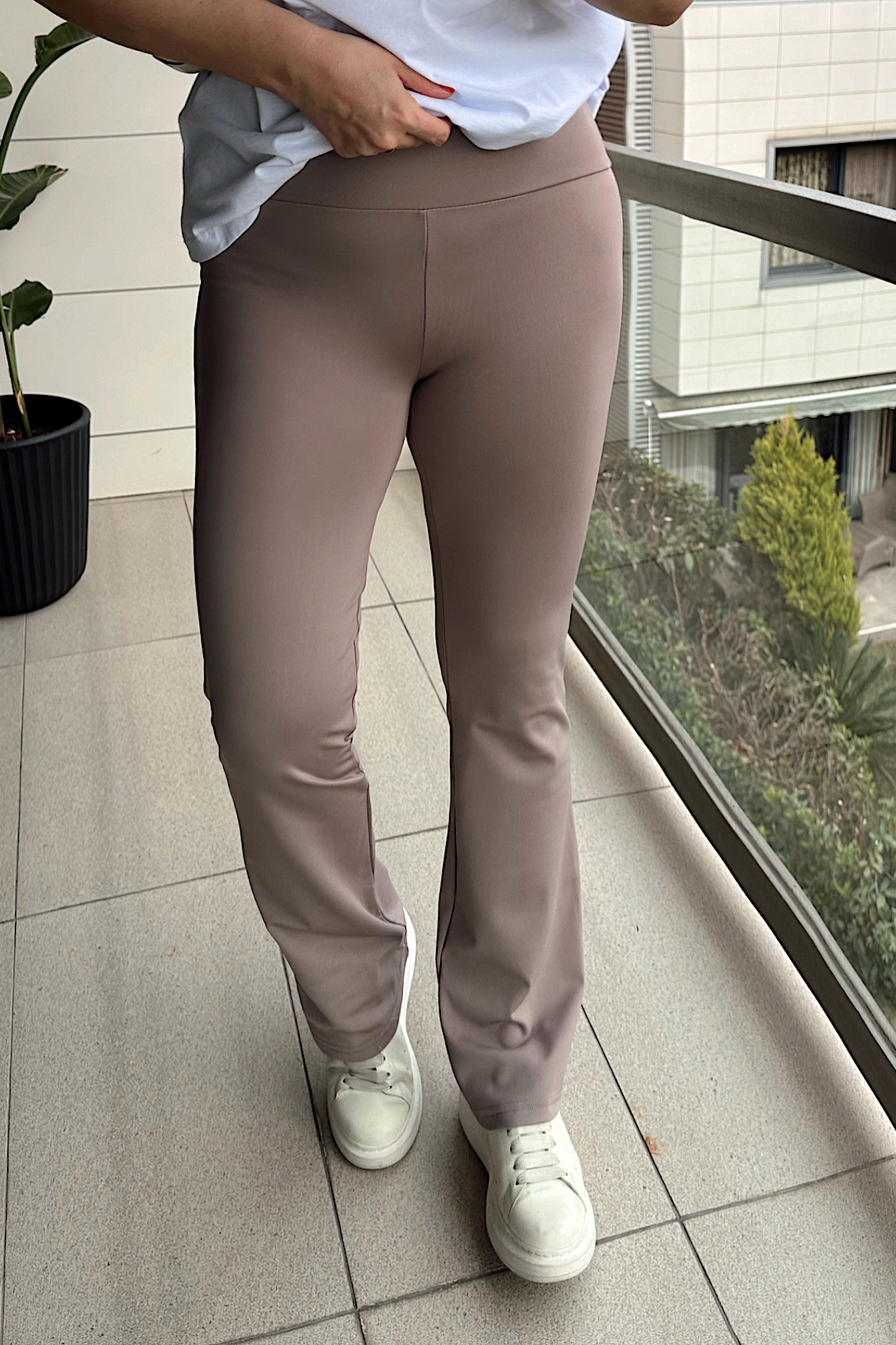 Orjinal Marka İspanyol Paça Tayt Vizon