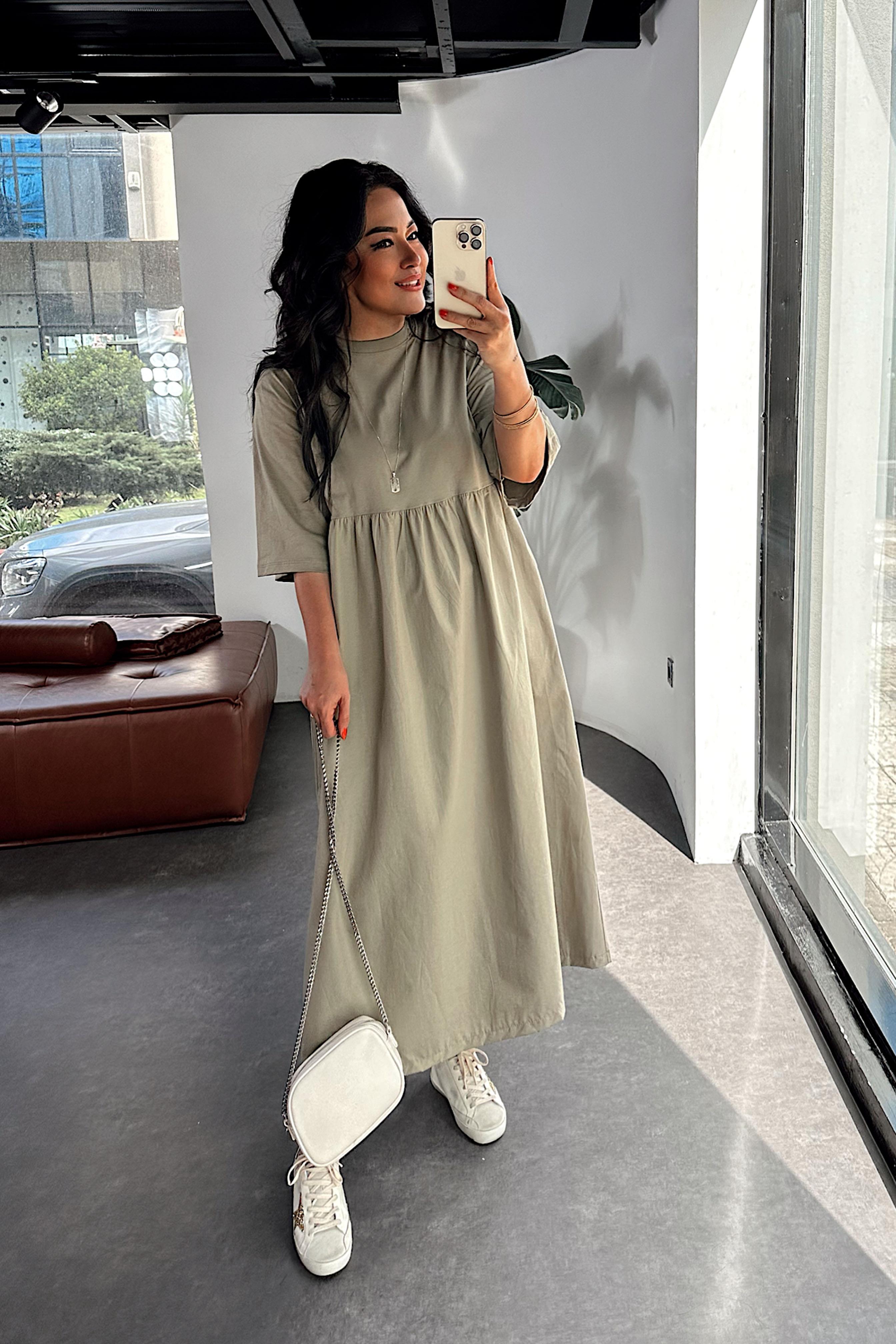 Orjinal Model Oversize Elbise Haki