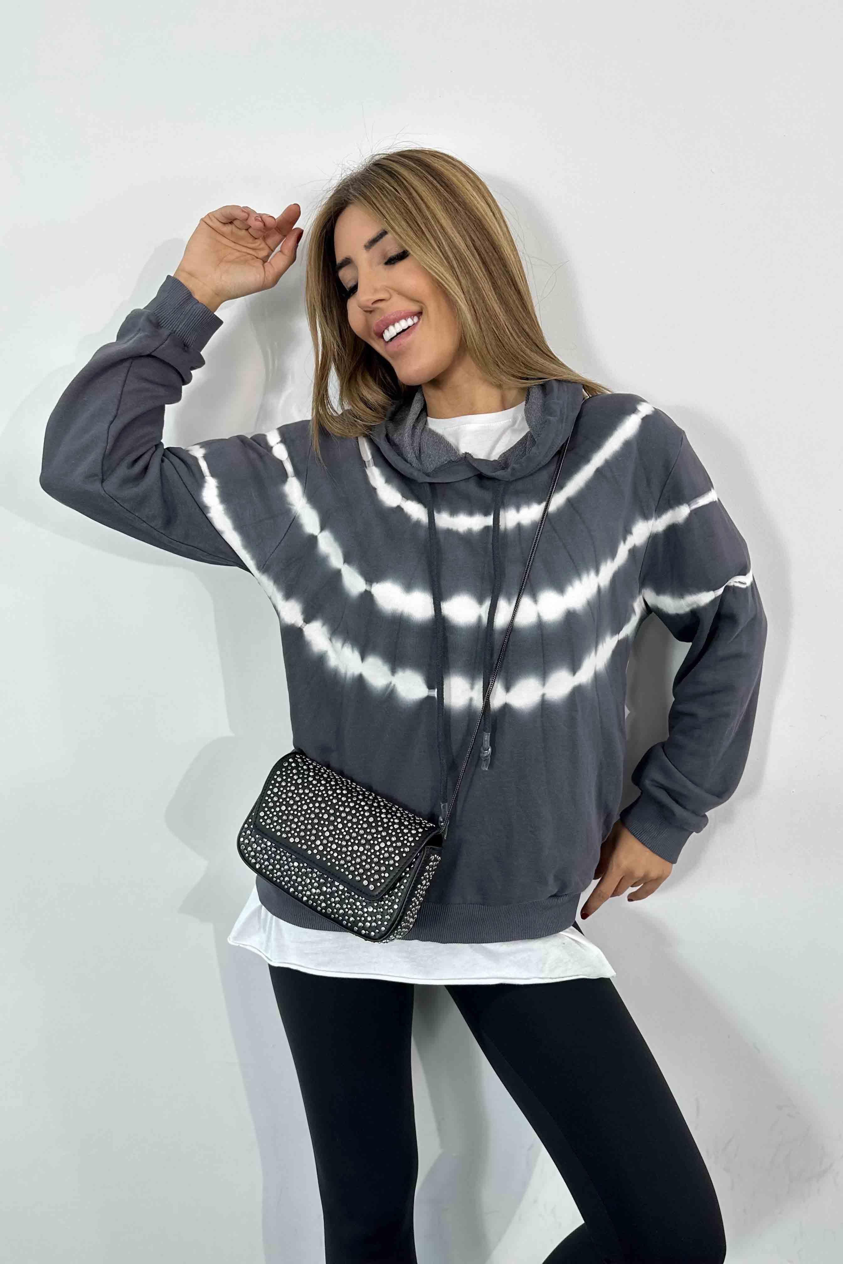 Batik Desen Kadın Sweatshirt Antrasit