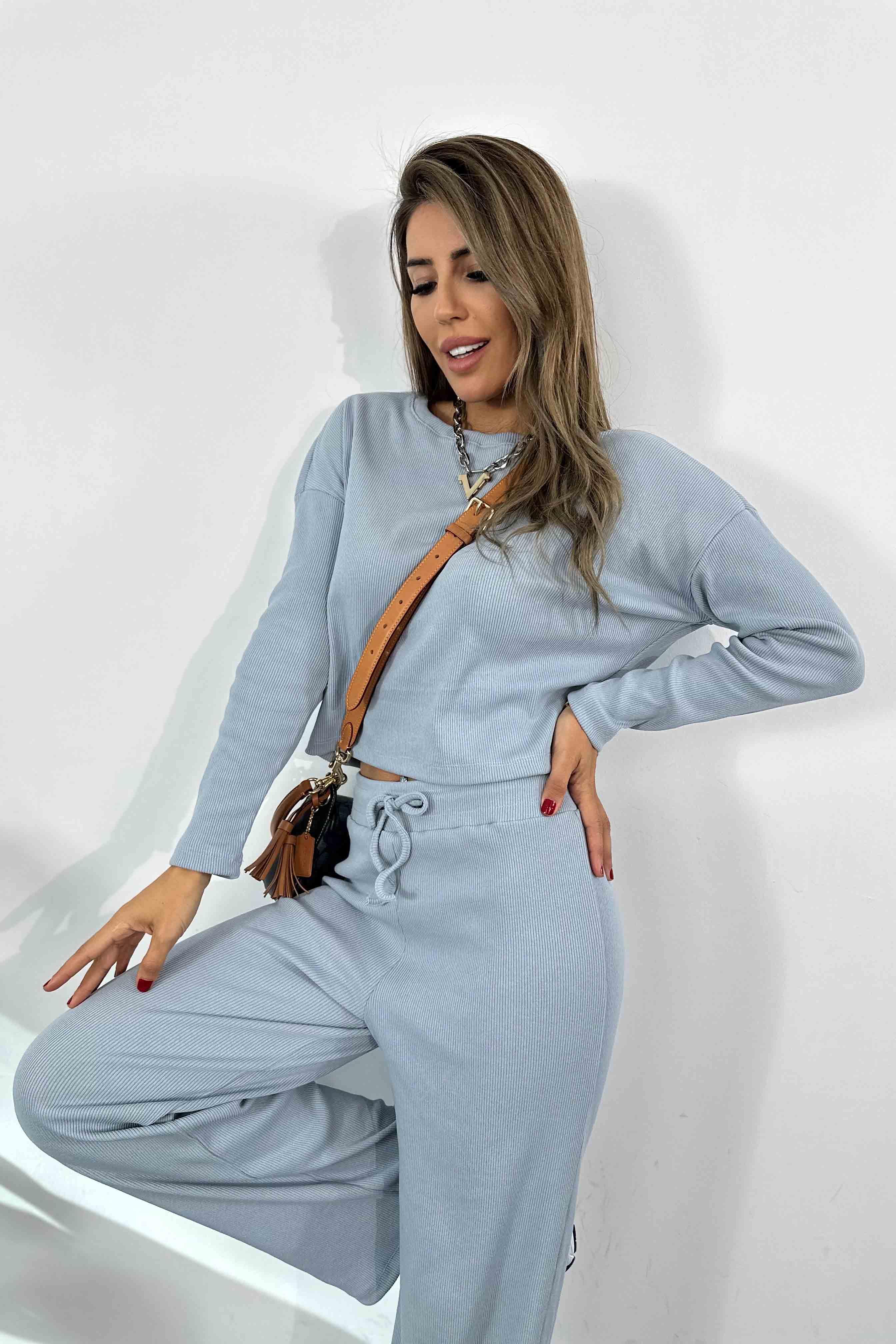 Premium Kalite Pamuklu Kumaş Fitilli Kadın Takım Bebe