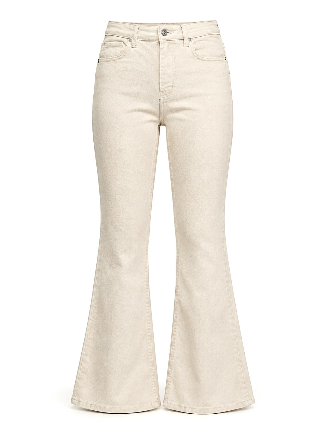Premium Kalite Yüksek Bel Straight Jean Pantolon Krem
