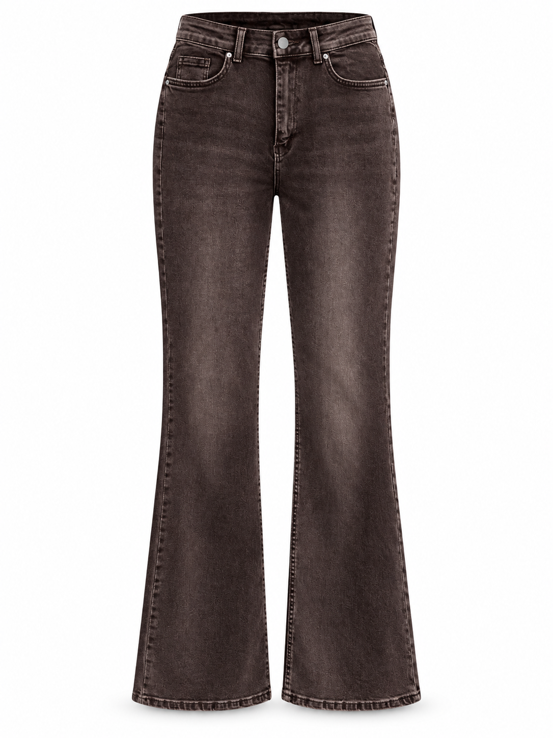 Premium Kalite Yüksek Bel Straight Jean Pantolon Kahverengi