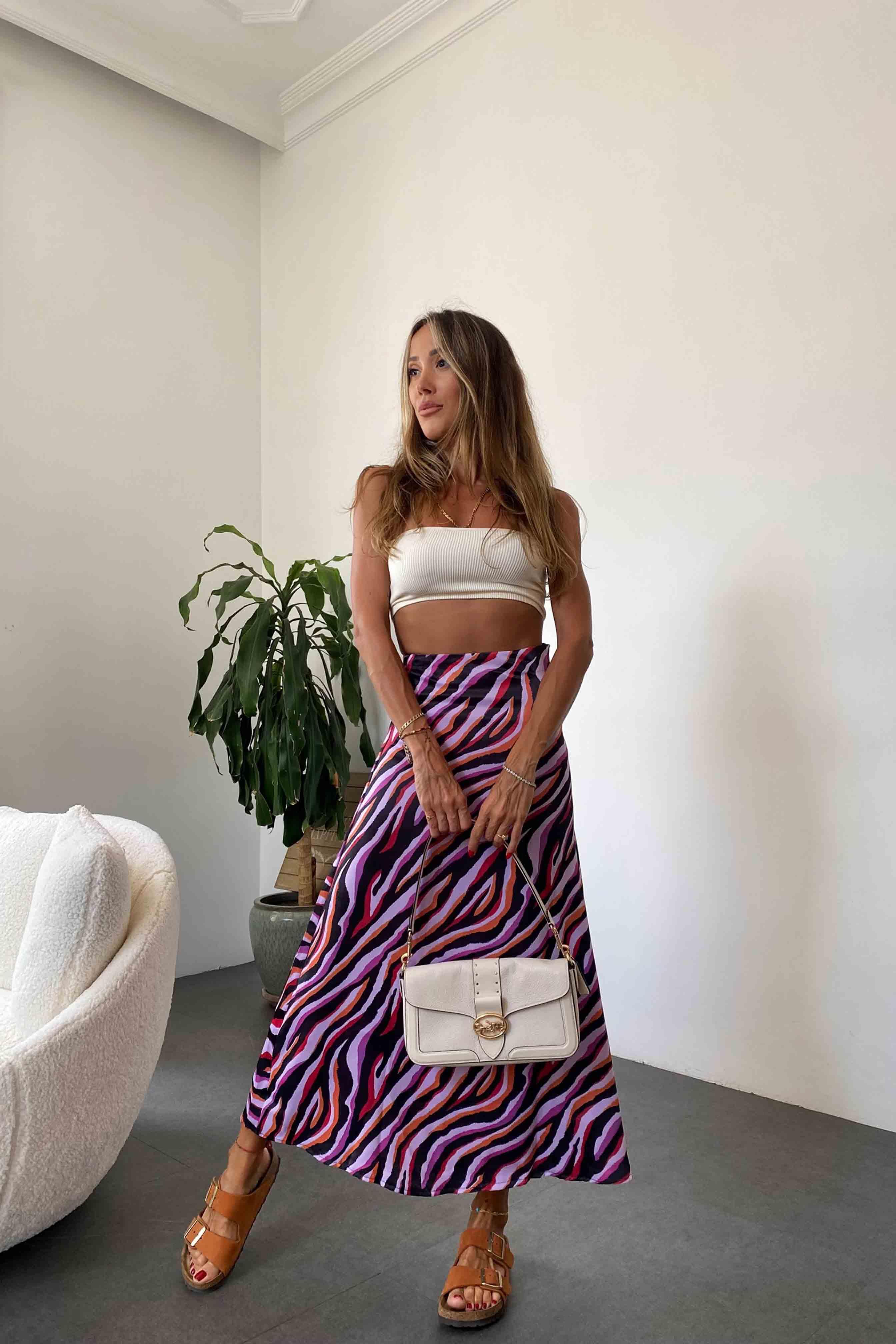 Premium Seri Renkli Zebra Desen Saten Etek Turuncu