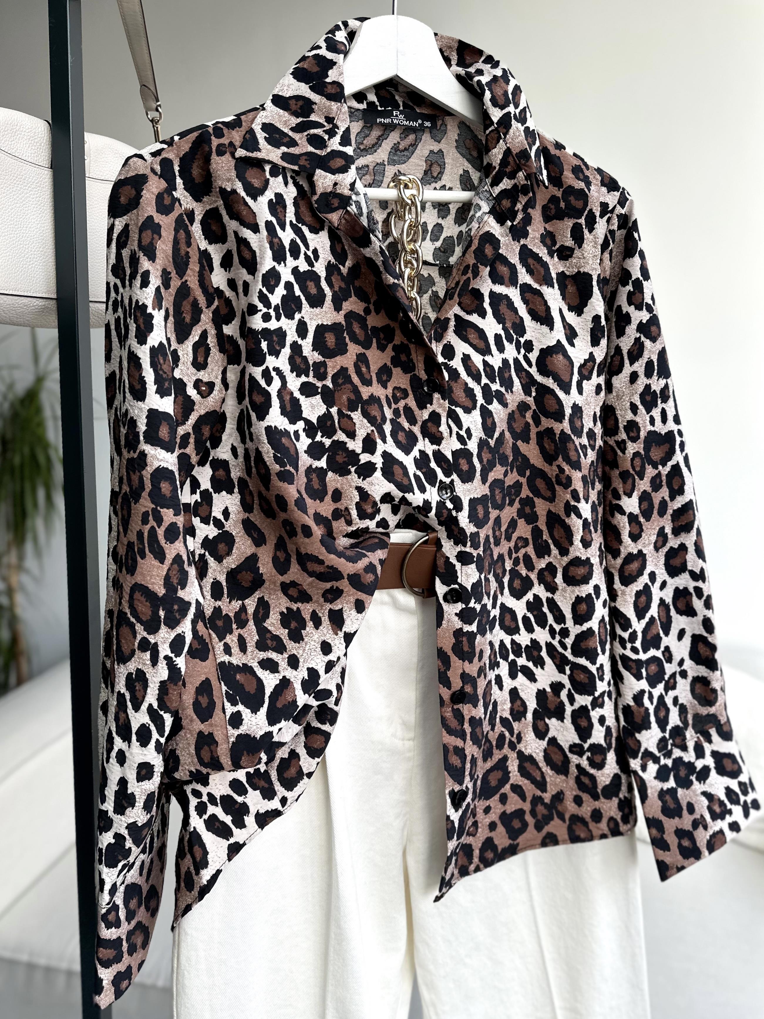 Taş Leopar Desenli Gömlek