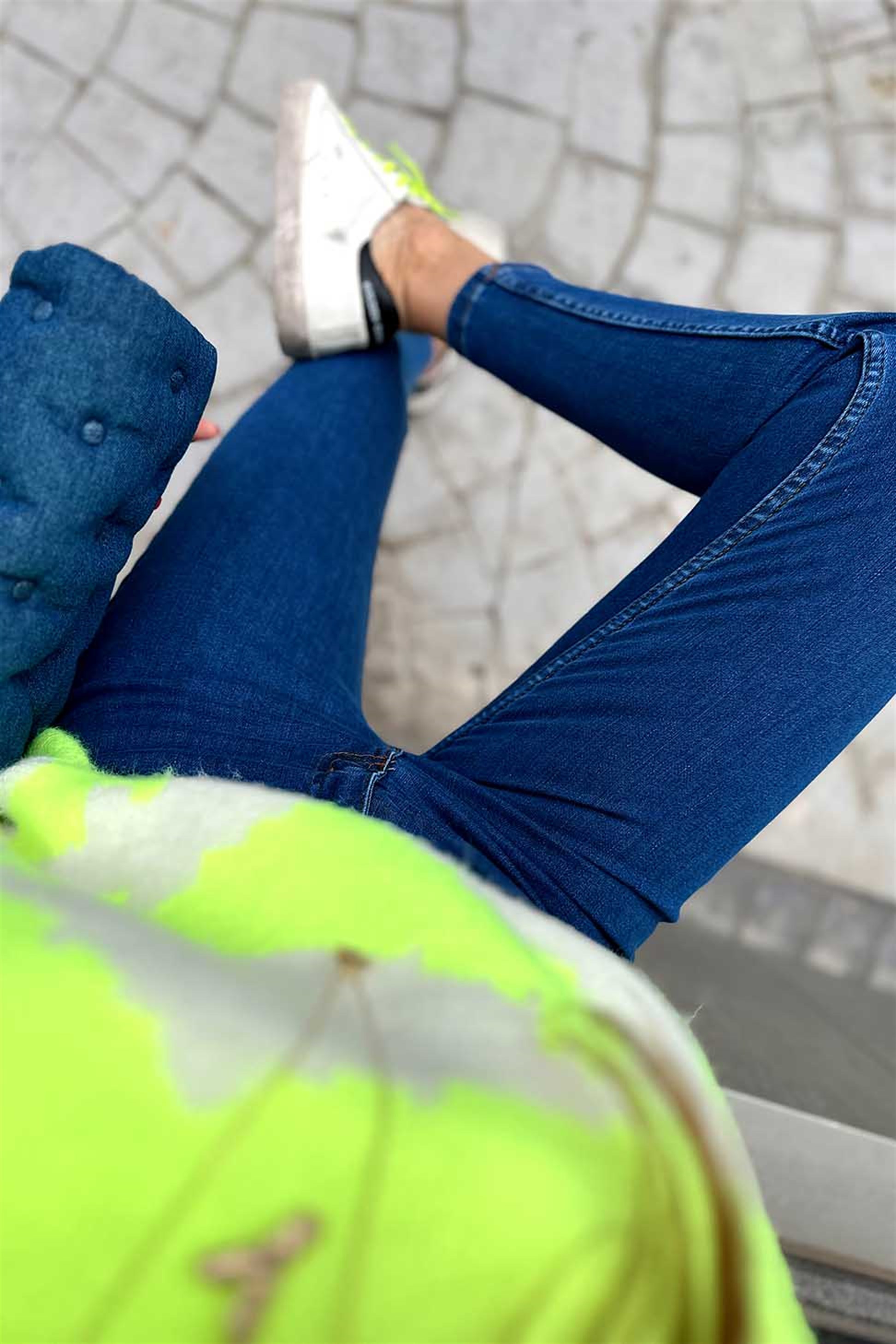 Topshop Gold Dikişli Yüksek Bel Skinny Jean Pantolon Mavi · 7