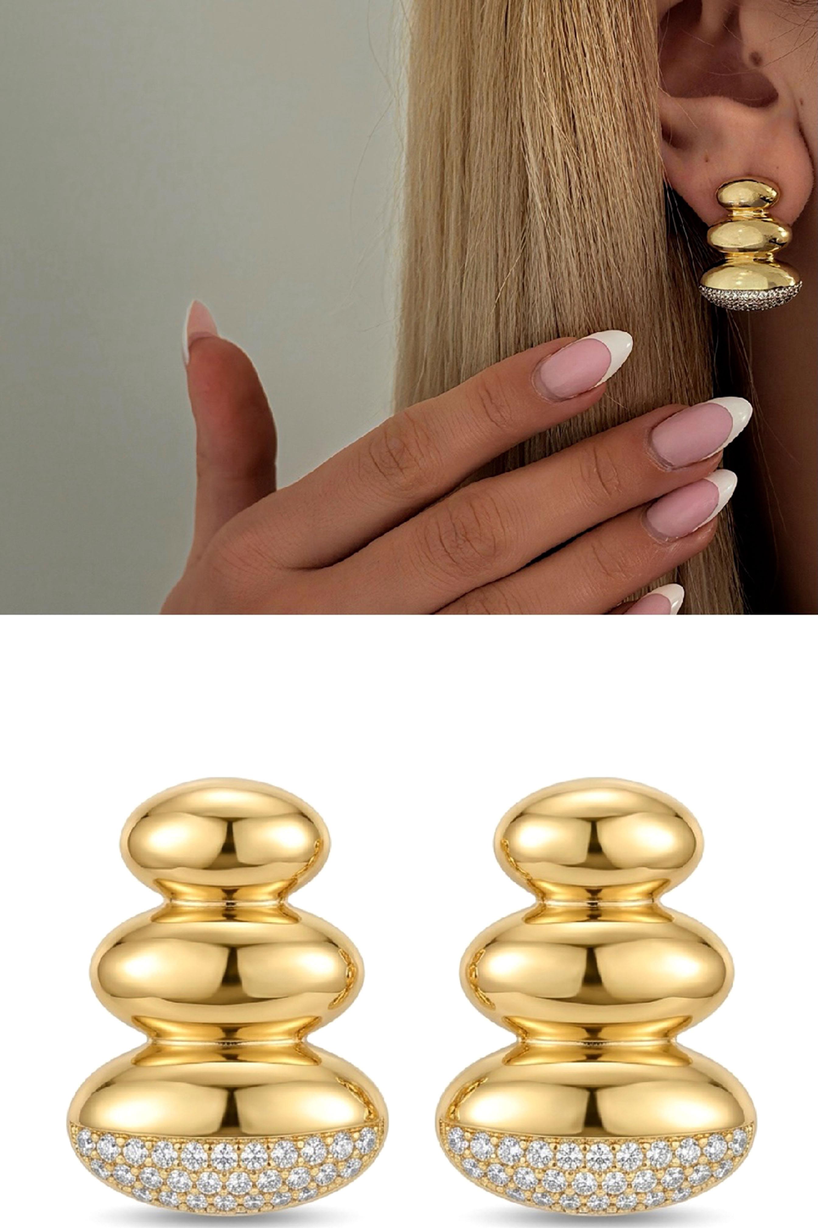 Xuping Sculptura Zirkon Taşlı Gold Küpe