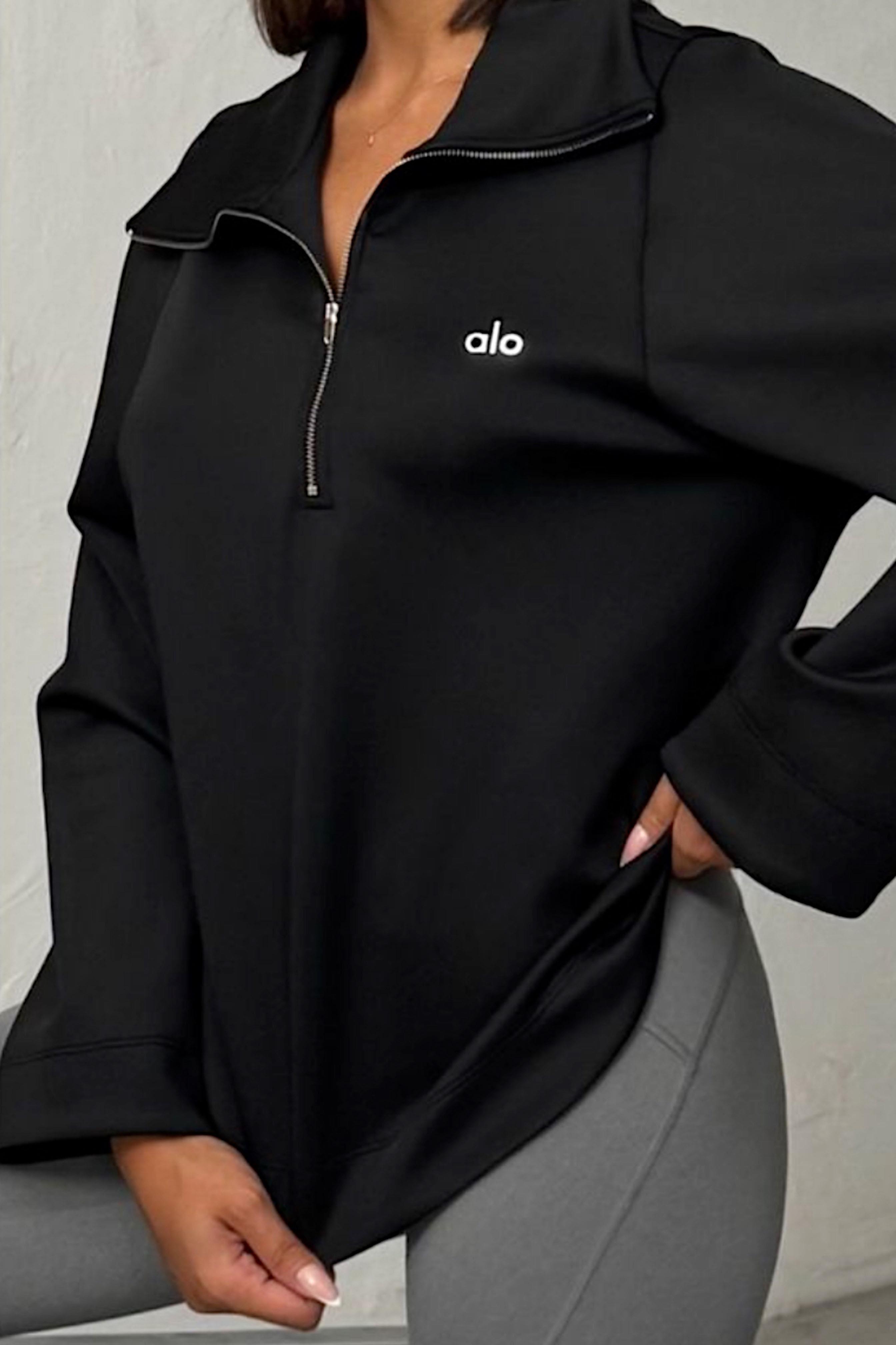 Yarım Balıkçı Fermuarlı Sweatshirt Siyah