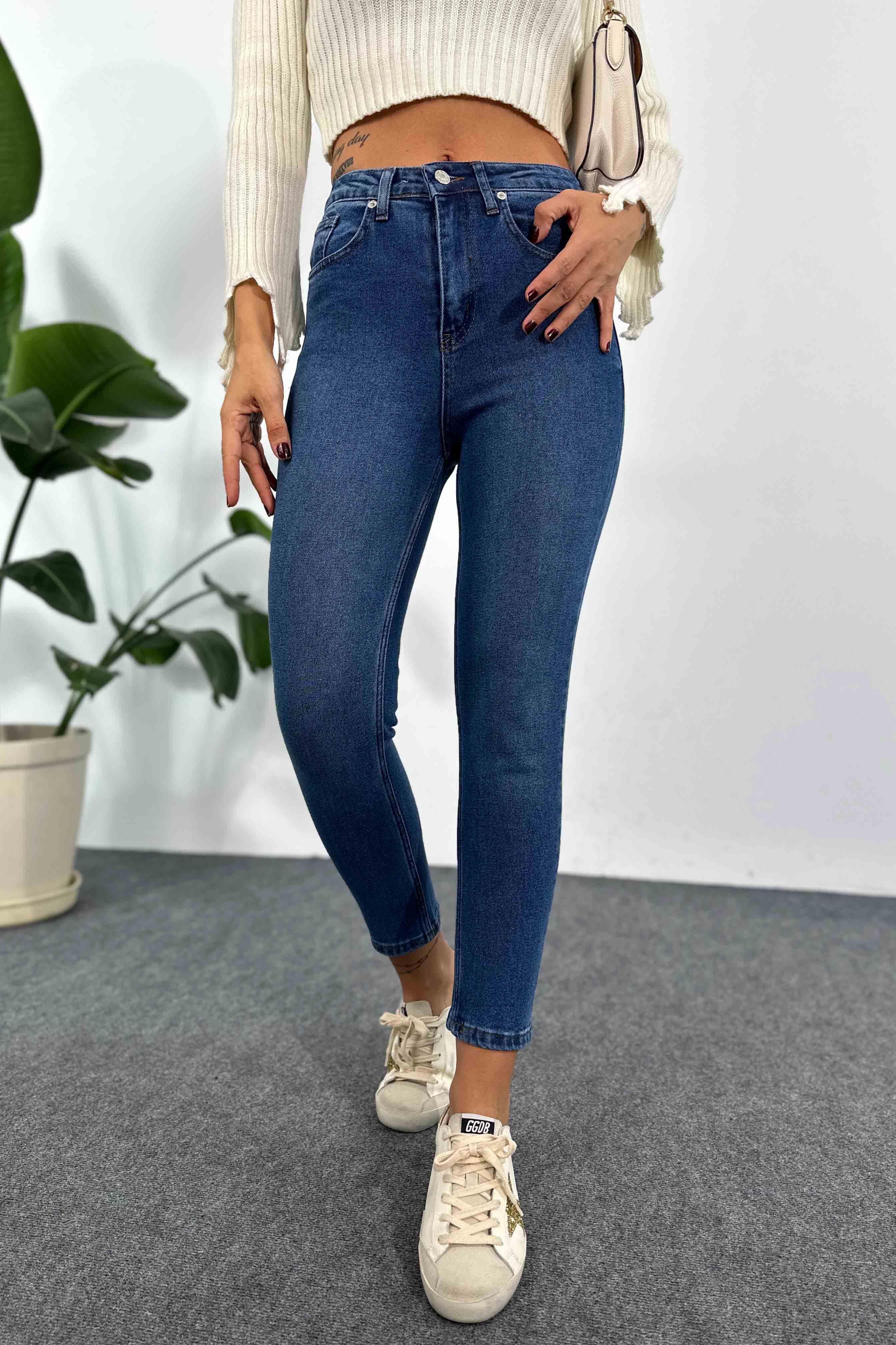 Yüksek Bel Kadın Skinny Jean Mavi