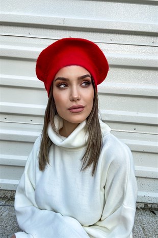 Kırmızı Fransız Ressam Keçe Şapka