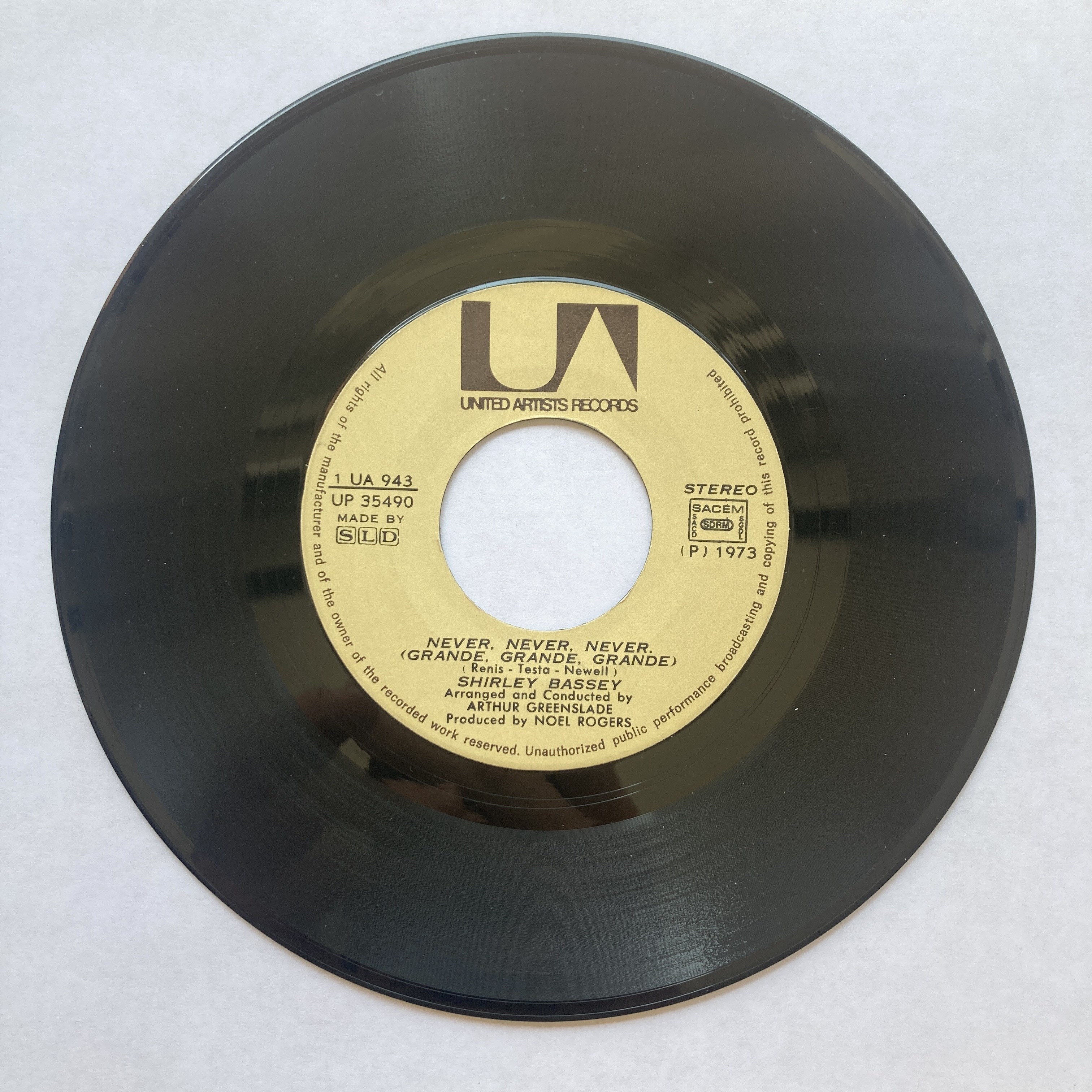 SHIRLEY BASSEY – NEVER, NEVER, NEVER / DAY BY DAY